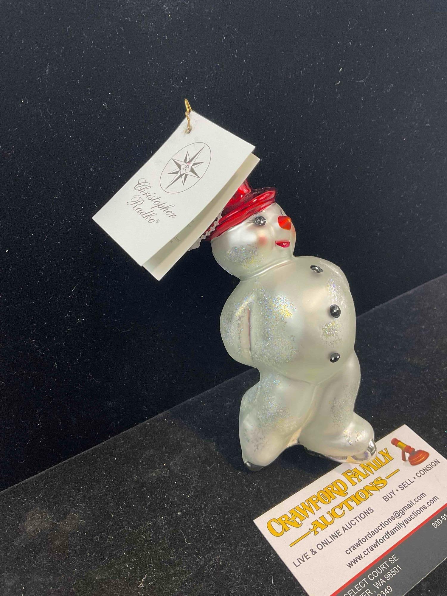 Christopher Radko "Dashing Blade" Snowman Glass Christmas Ornament. Excellent Condition. - 2