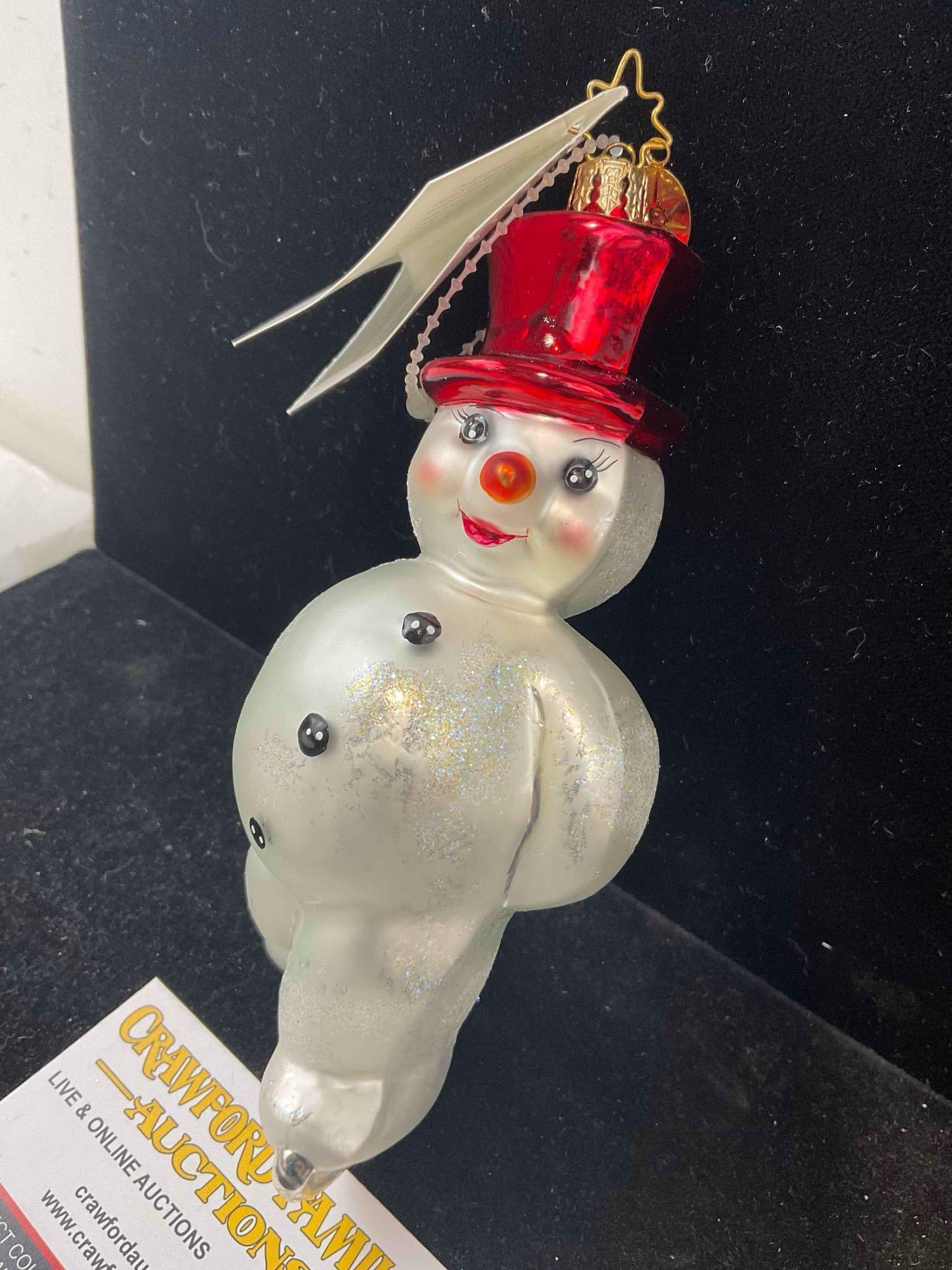 Christopher Radko "Dashing Blade" Snowman Glass Christmas Ornament. Excellent Condition. - 3