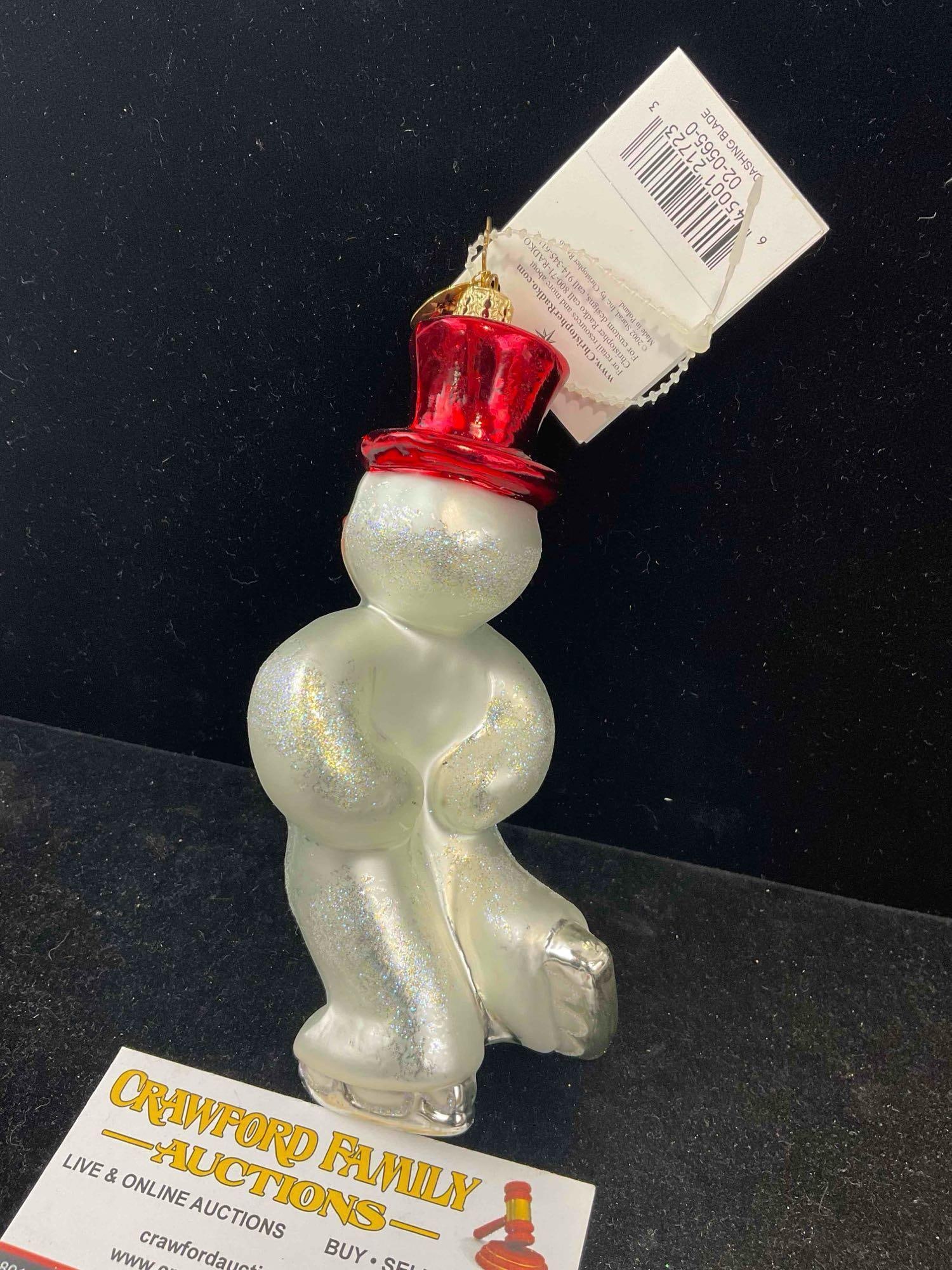 Christopher Radko "Dashing Blade" Snowman Glass Christmas Ornament. Excellent Condition. - 4