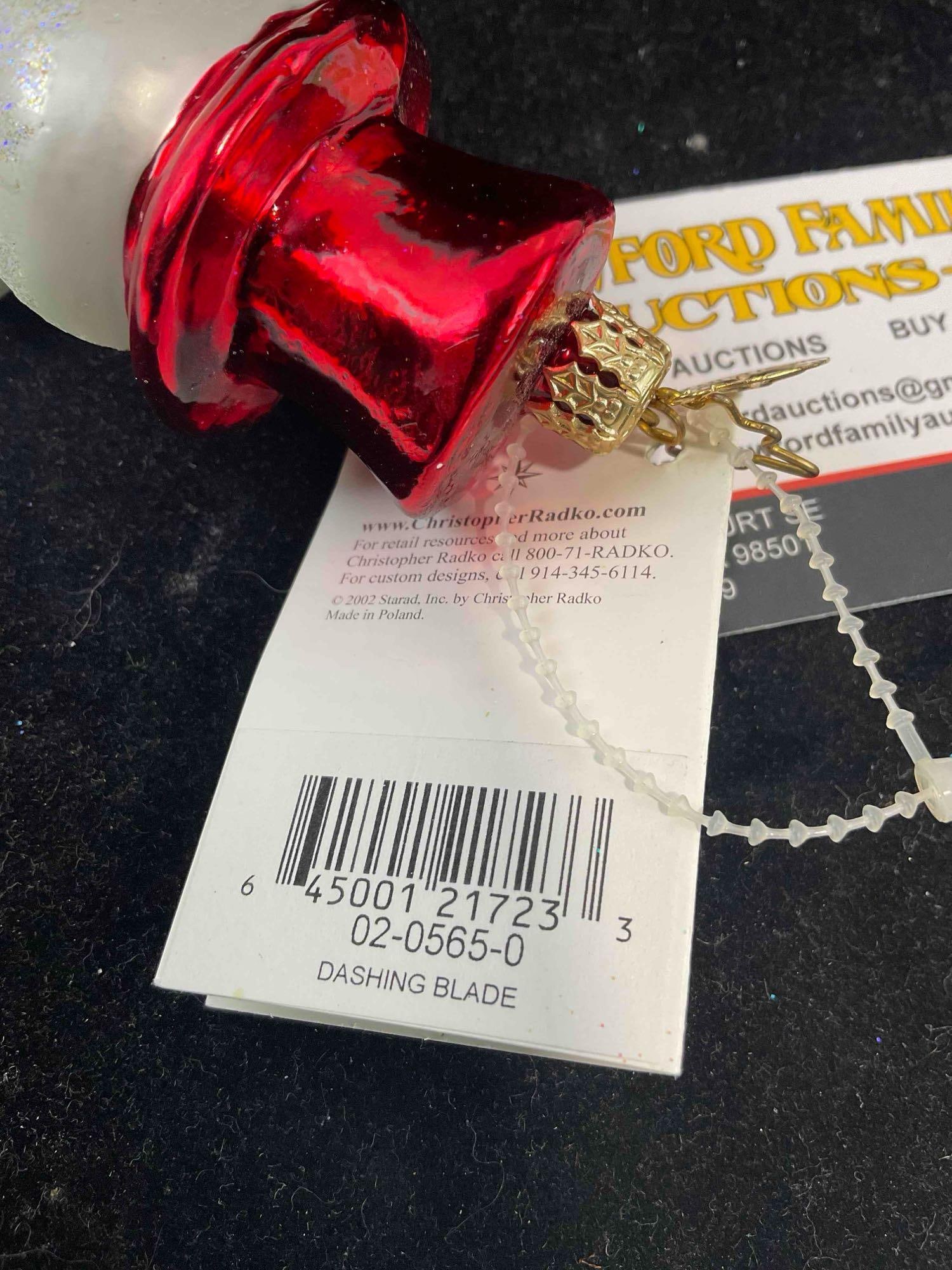 Christopher Radko "Dashing Blade" Snowman Glass Christmas Ornament. Excellent Condition. - 6