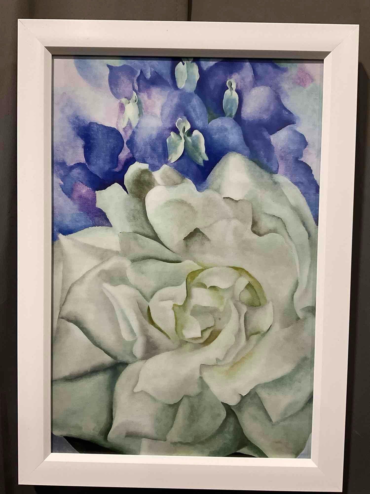 Watercolor Floral Design, Iris & Magnolia, 22h x 16w x 3d inches: Appears to be in good shape. The piece measures approx 22h x 16w x 3d inches. See pics. E-5630 