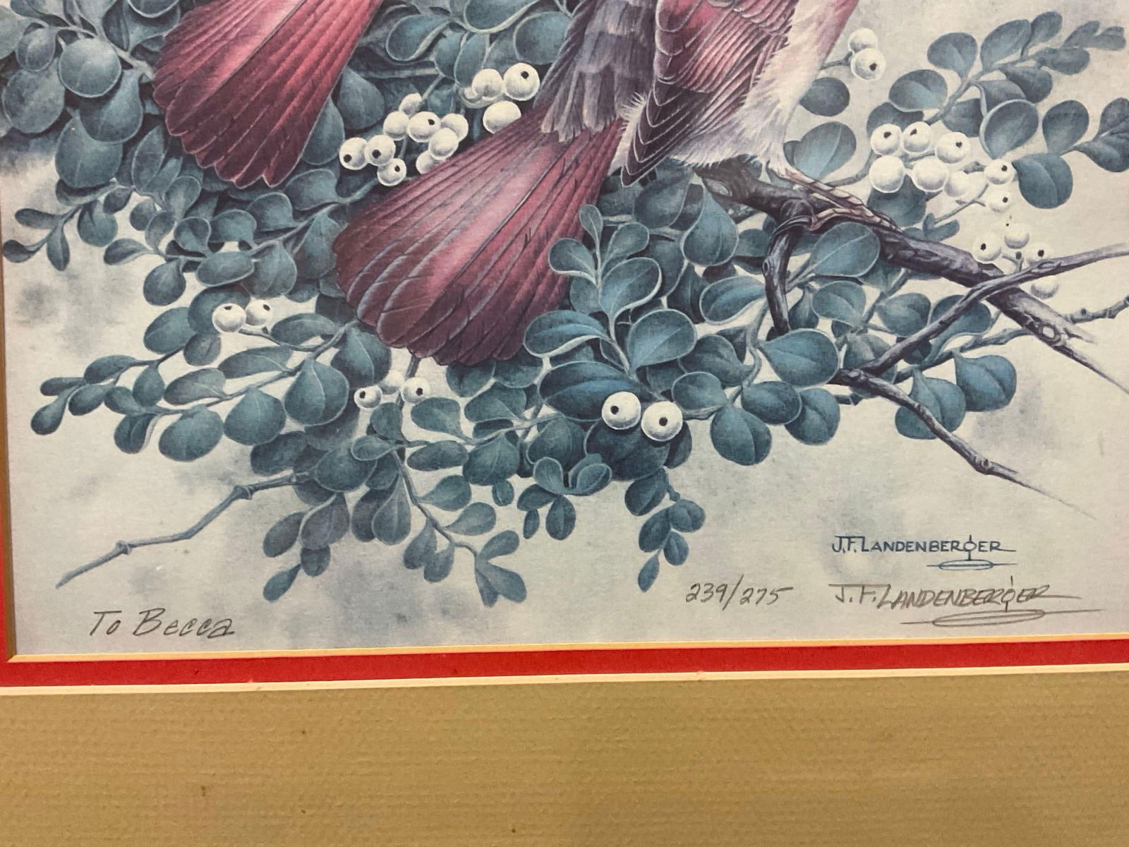 Framed Signed & #d 239/275 Litho by J.F.Landenberger, 26h x 18w x 3d inches - 4