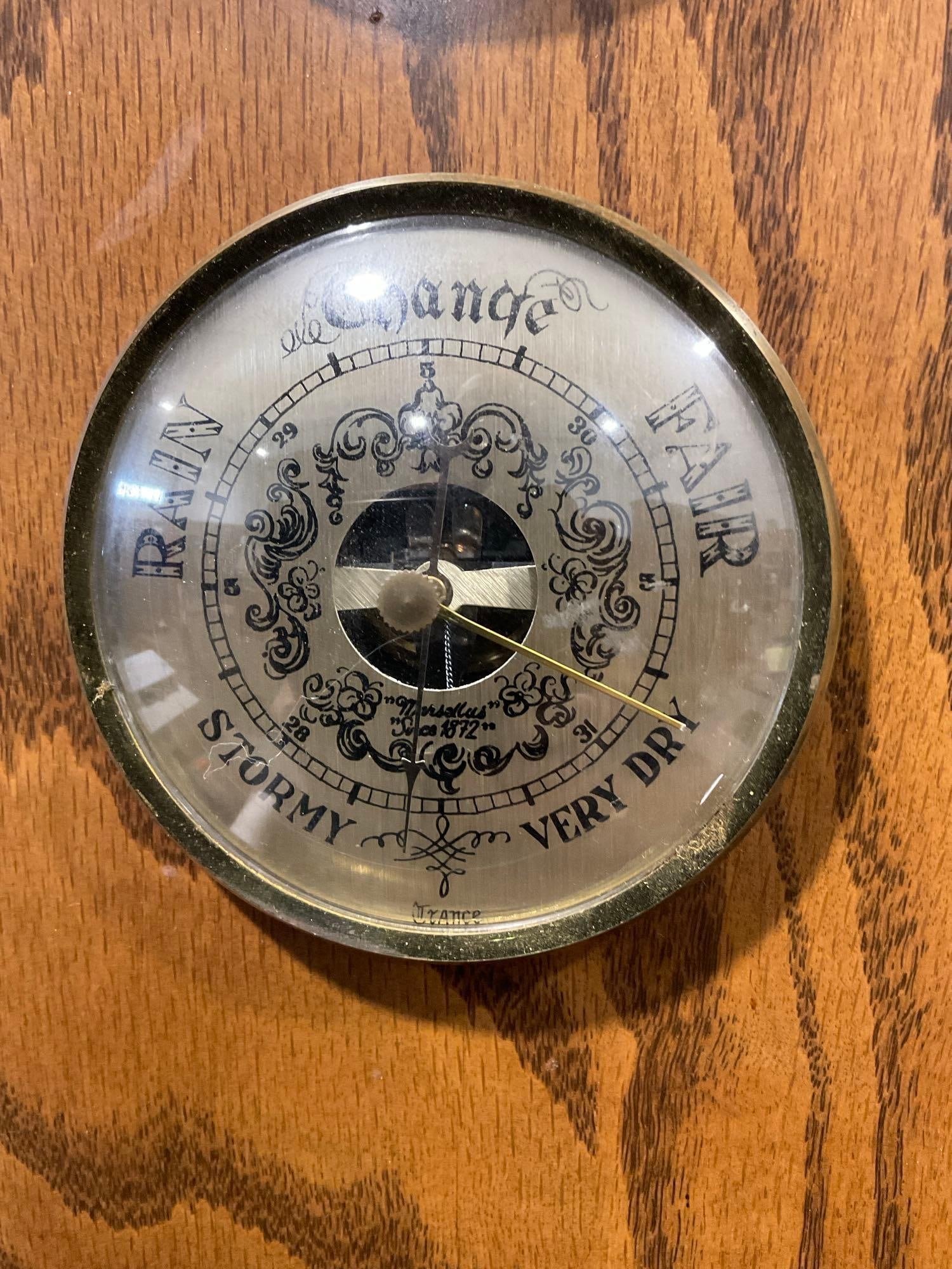 Vintage Oak Mounted Weather Station 21h x 8w x 4d in, Barometer, Thermometer, & Hygrometer - 4