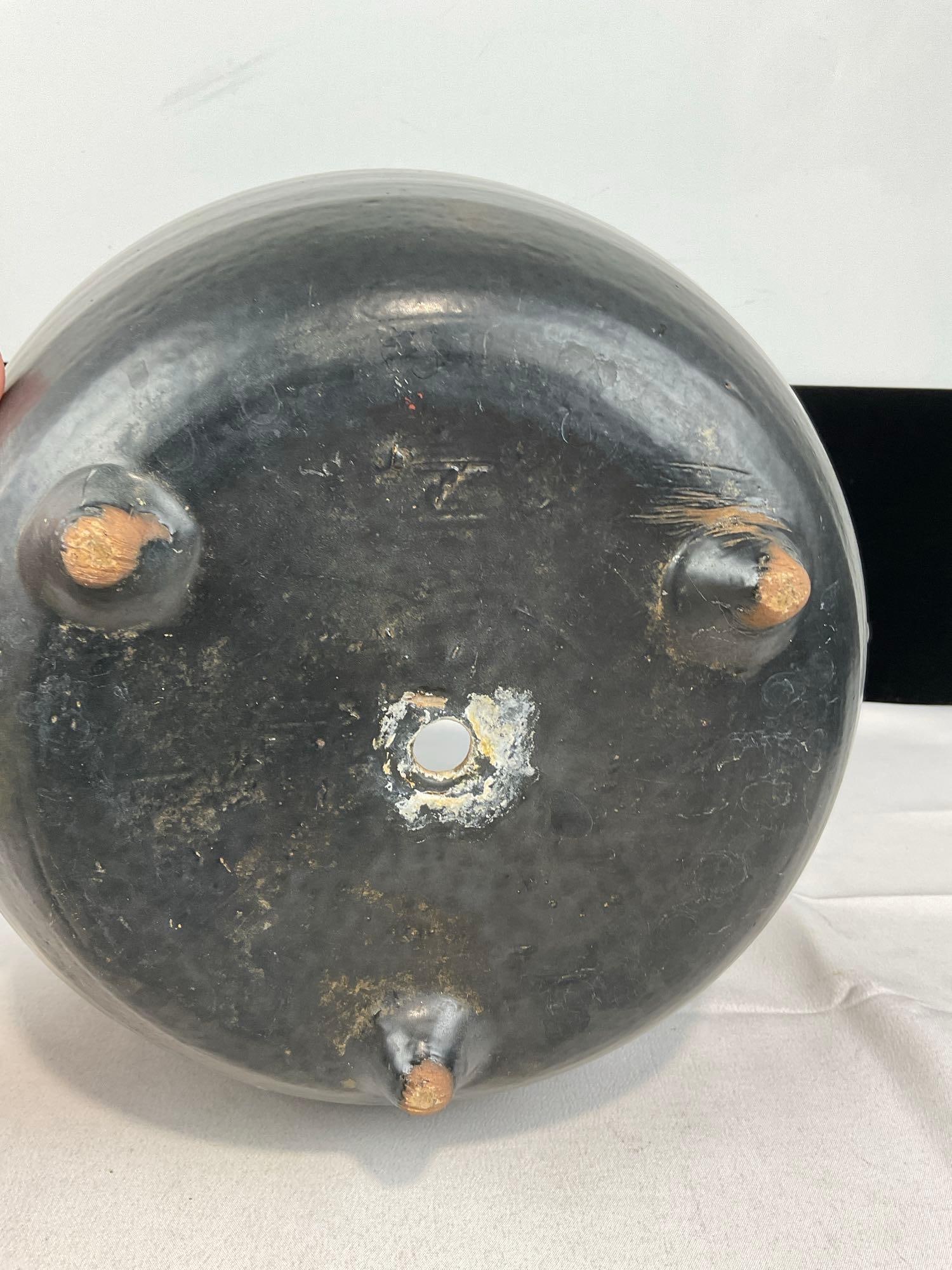 Black Glazed Pottery Planter/Jardiniere, 9h x 14w x 11d inches - 3