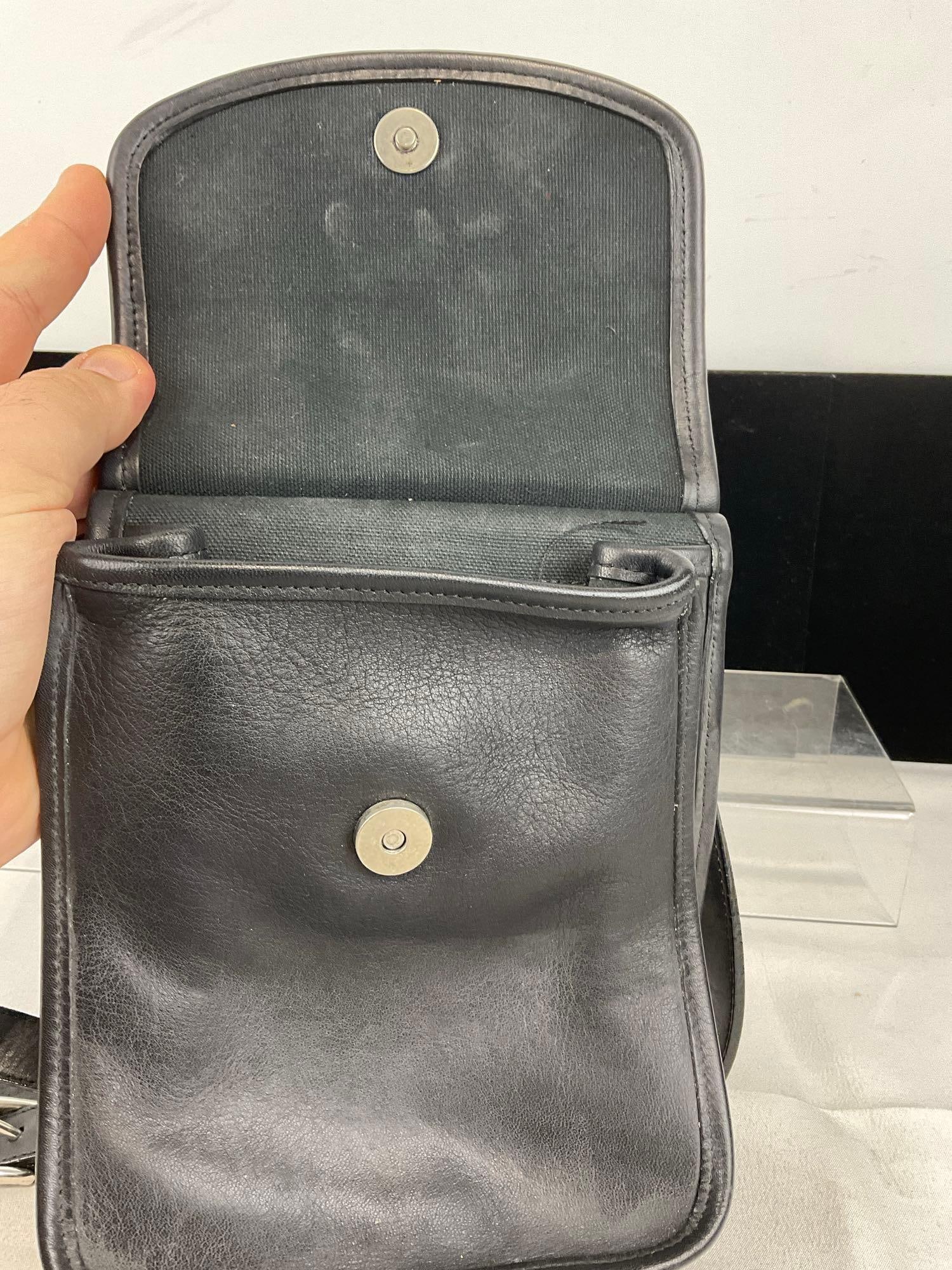 Brighton Black Leather Crossbody Bag, w/Silver tone Hardware, 10h x 8w x 4d inches - 3