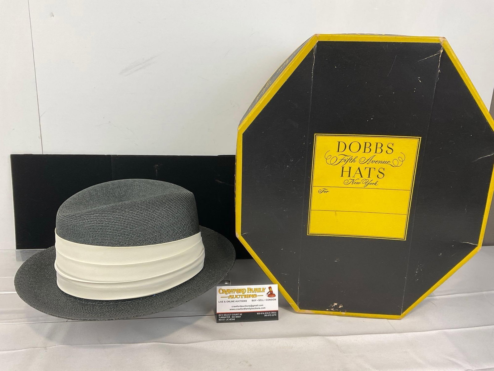 Vintage Dobbs Fifth Avenue Hat Black Poly Braid, size 7 1/8, labeled Bender & Kohlstad Seattle w/...: Appears to be in good shape. The piece measures approx 8h x 16w x 14d inches. See pics. E-5520 