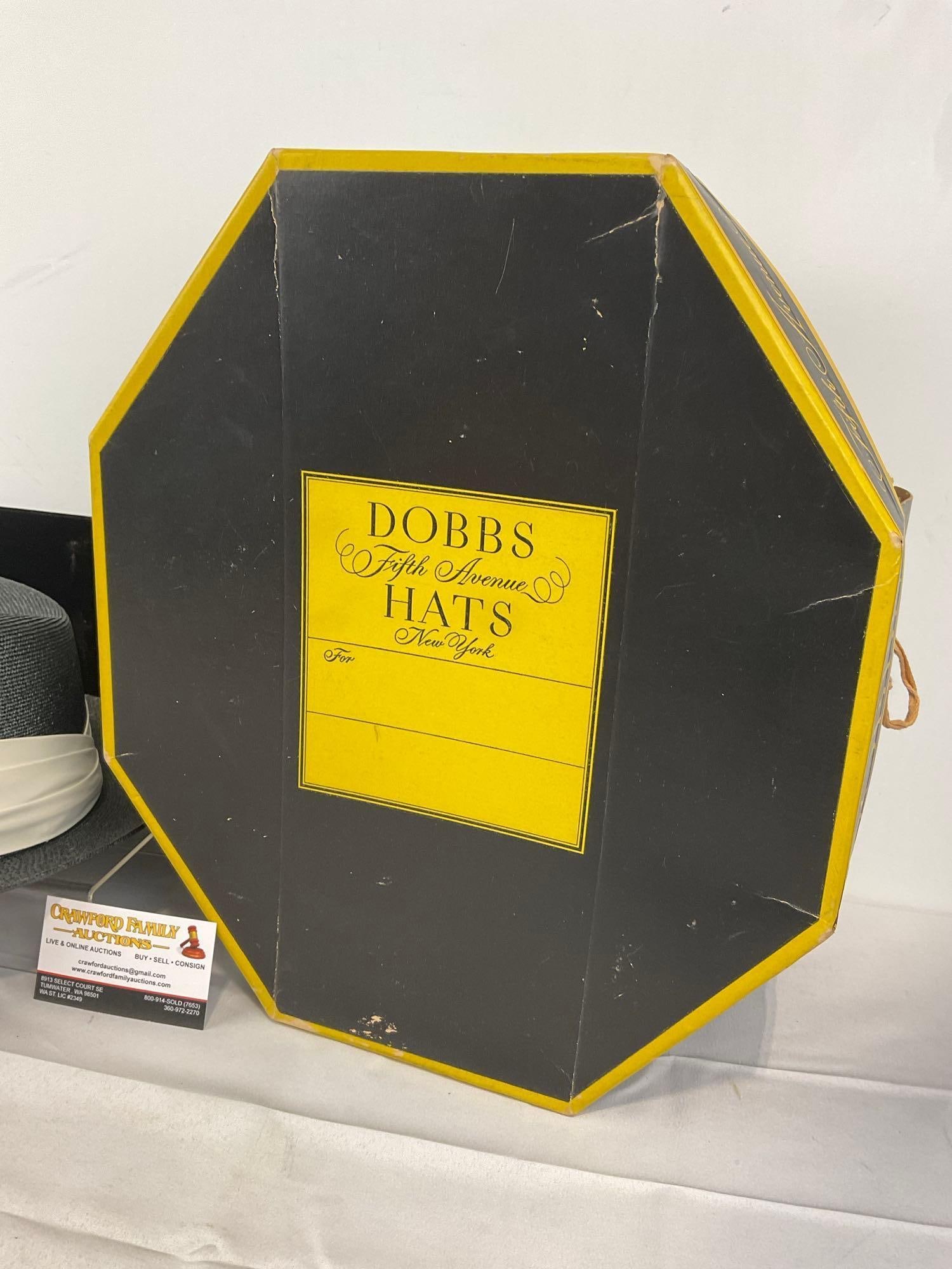 Vintage Dobbs Fifth Avenue Hat Black Poly Braid, size 7 1/8, labeled Bender & Kohlstad Seattle w/... - 3