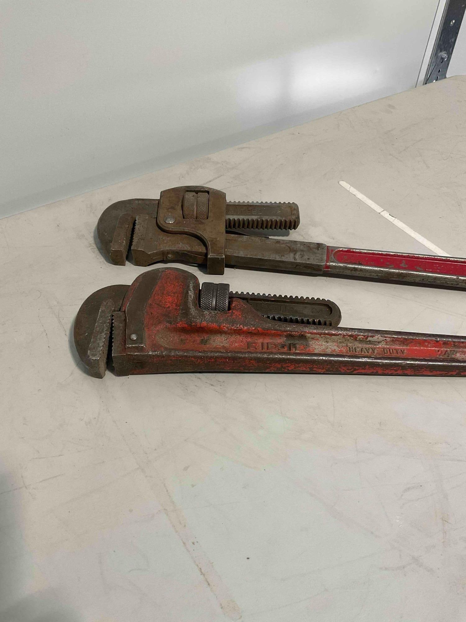 2x Vintage Pipe Wrenches, Rigid and Lectrolite Brands, Both Still Work and Adjust. - 2