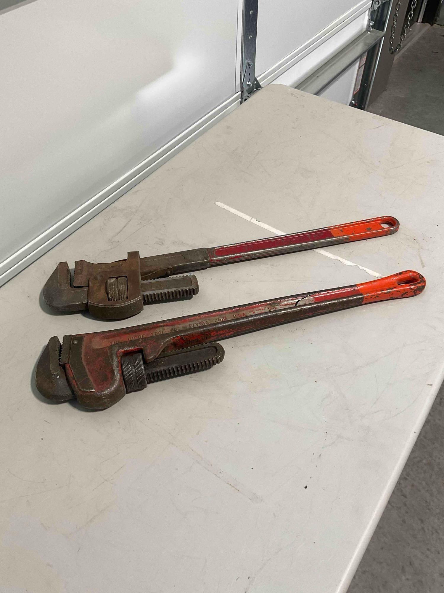 2x Vintage Pipe Wrenches, Rigid and Lectrolite Brands, Both Still Work and Adjust. - 6