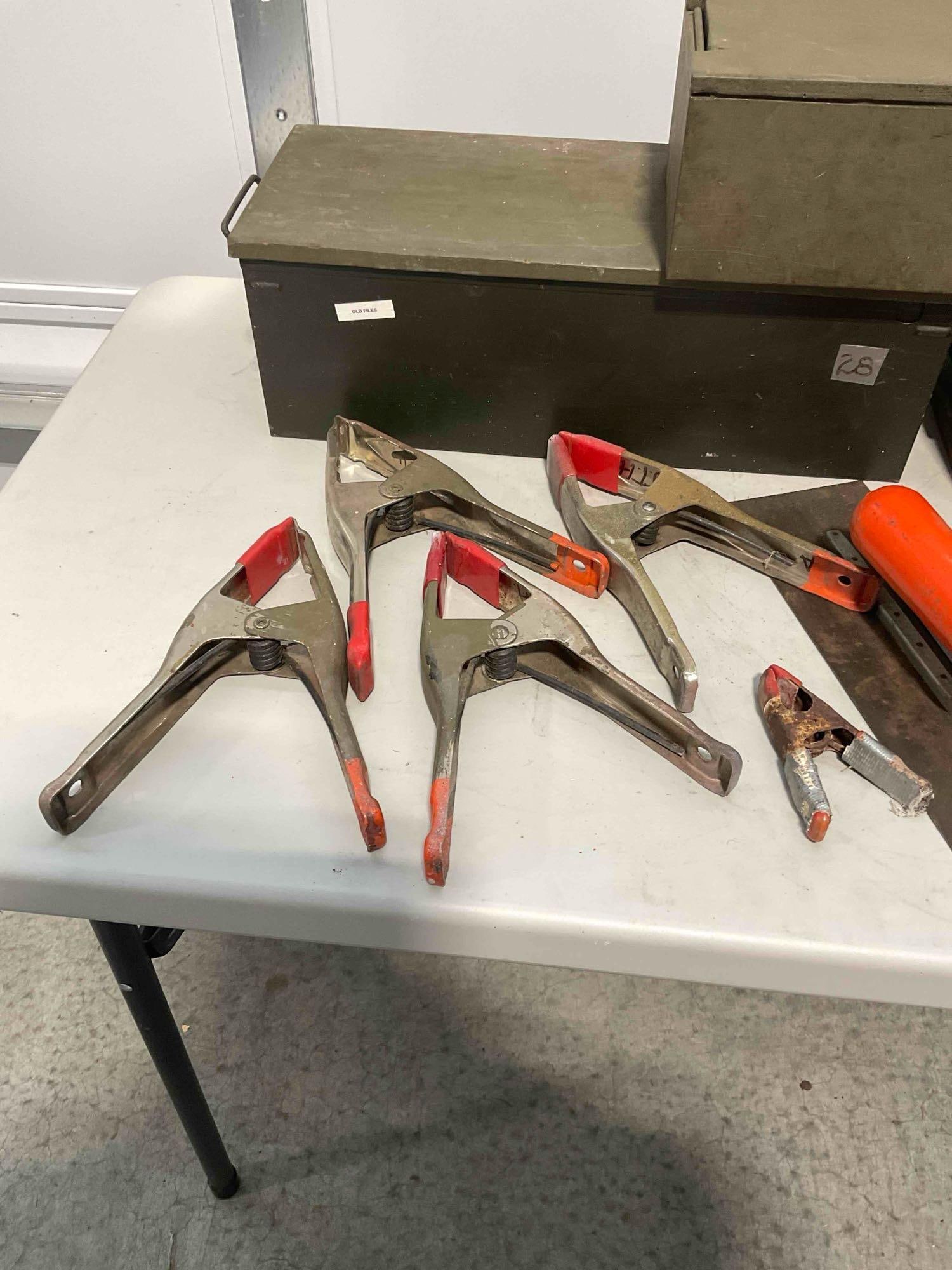 Collection of Tools & Toolboxes Including 3x Metal & Wood Boxes, Trowels, and Clamps. - 2