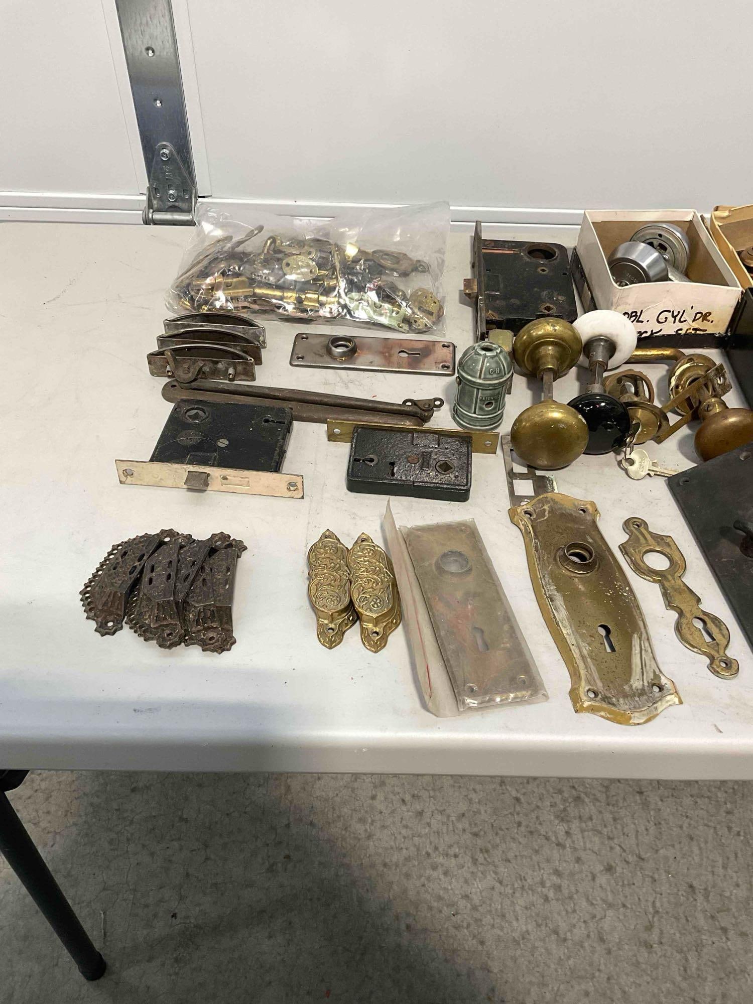 Collection of Vintage Household Hardware Including, Brass Knobs, Key Plates, Drawer Pulls - 2