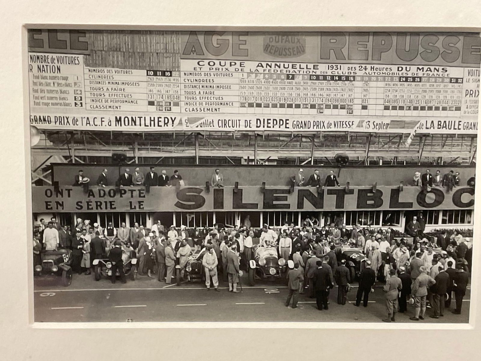 Framed Vintage Racing Photo Tim Birkin Alfa Romeo Winner Le Mans 1931, 14h x 17w x 3d inches - 2