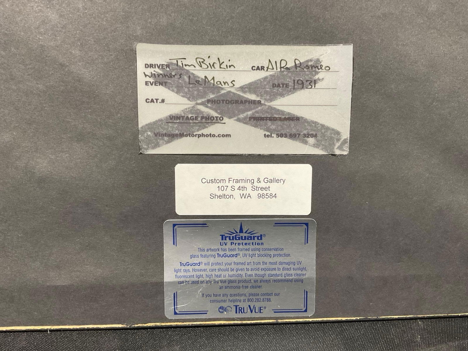 Framed Vintage Racing Photo Tim Birkin Alfa Romeo Winner Le Mans 1931, 14h x 17w x 3d inches - 5