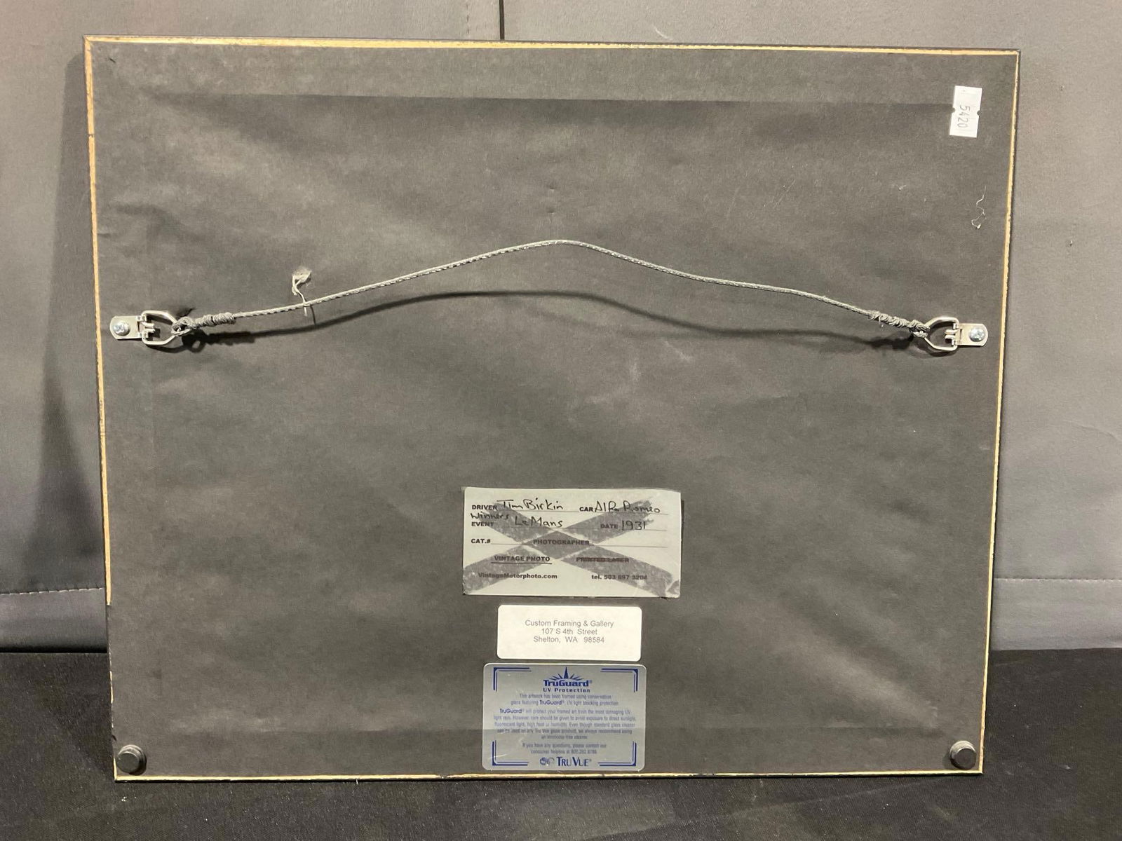 Framed Vintage Racing Photo Tim Birkin Alfa Romeo Winner Le Mans 1931, 14h x 17w x 3d inches - 6