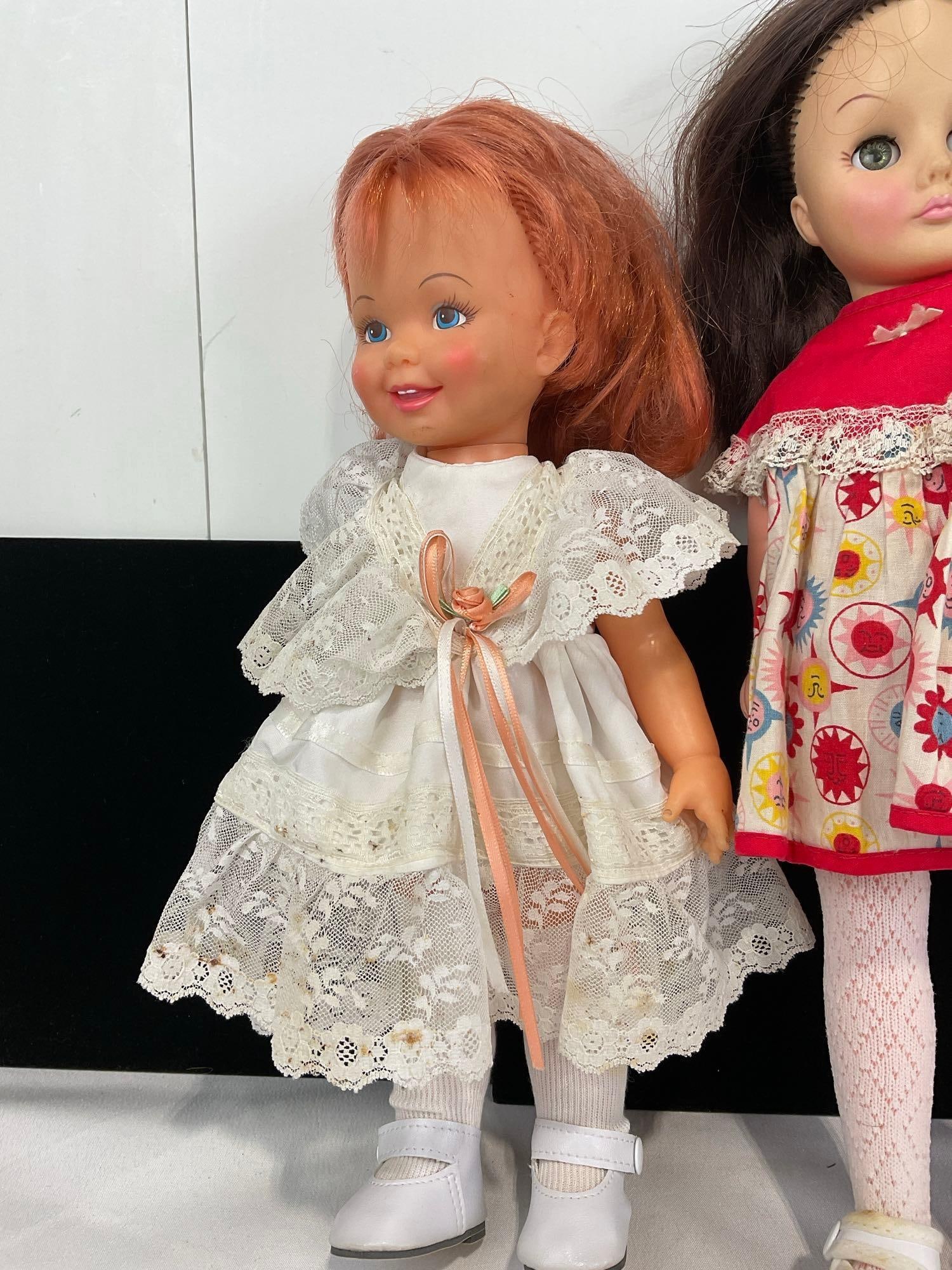 2 Ideal Dolls 1970 & 1971 w/ Retractable Hair, & Effanbee 1978 w/ Flower Dress - 2