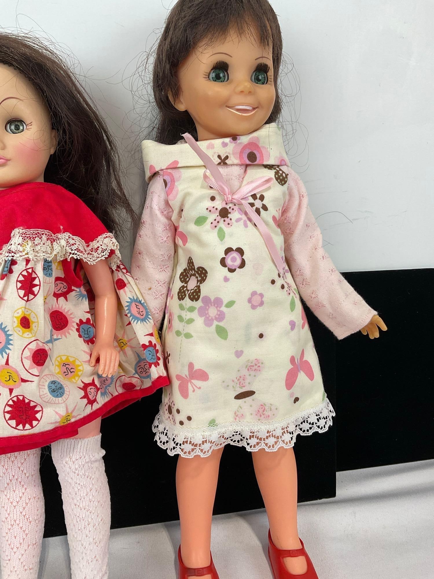 2 Ideal Dolls 1970 & 1971 w/ Retractable Hair, & Effanbee 1978 w/ Flower Dress - 4