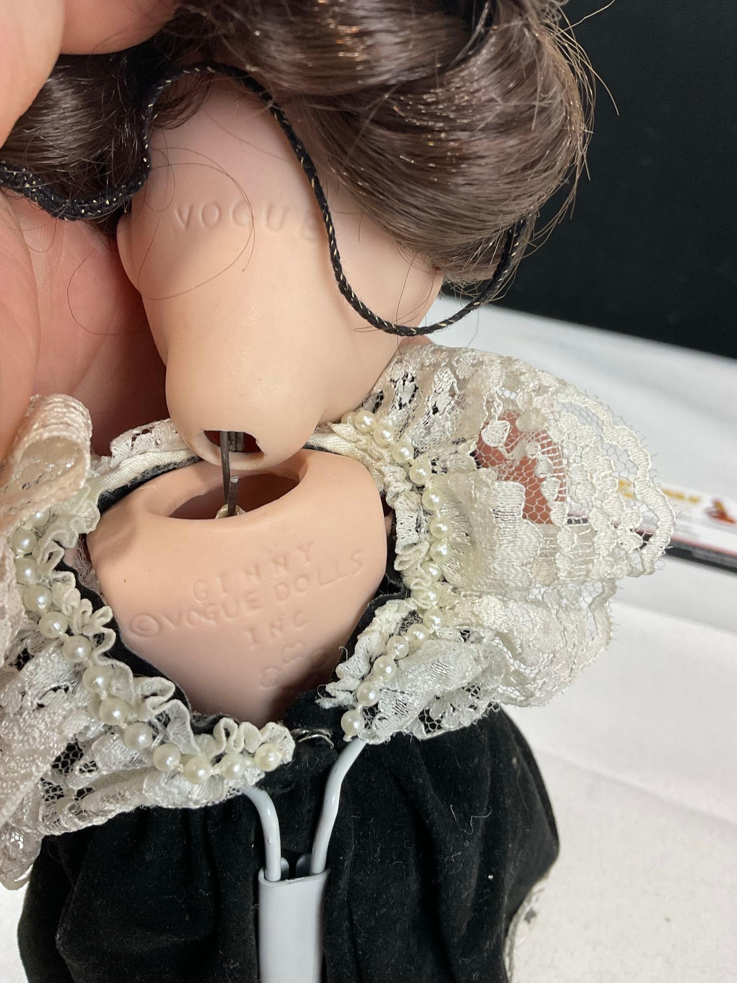 1956 10 inch Doll by Sun Rubber Co, Vogue 1984 w/tag & Vogue Ginny, w/ 2 stands - 9