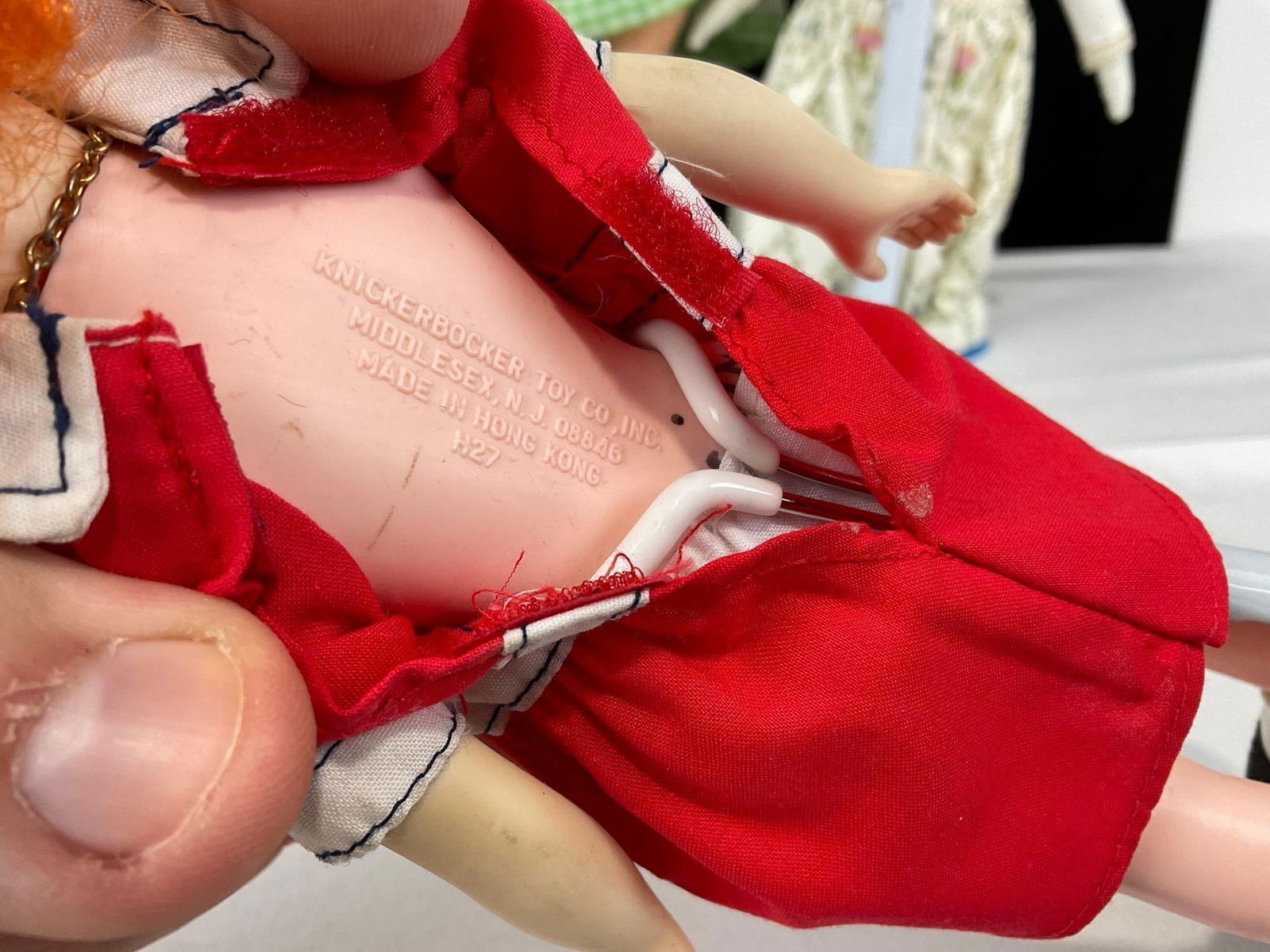 Antique German Metal Head Doll, Knickerbocker Toy Co Annie & Unmarked Doll - 4