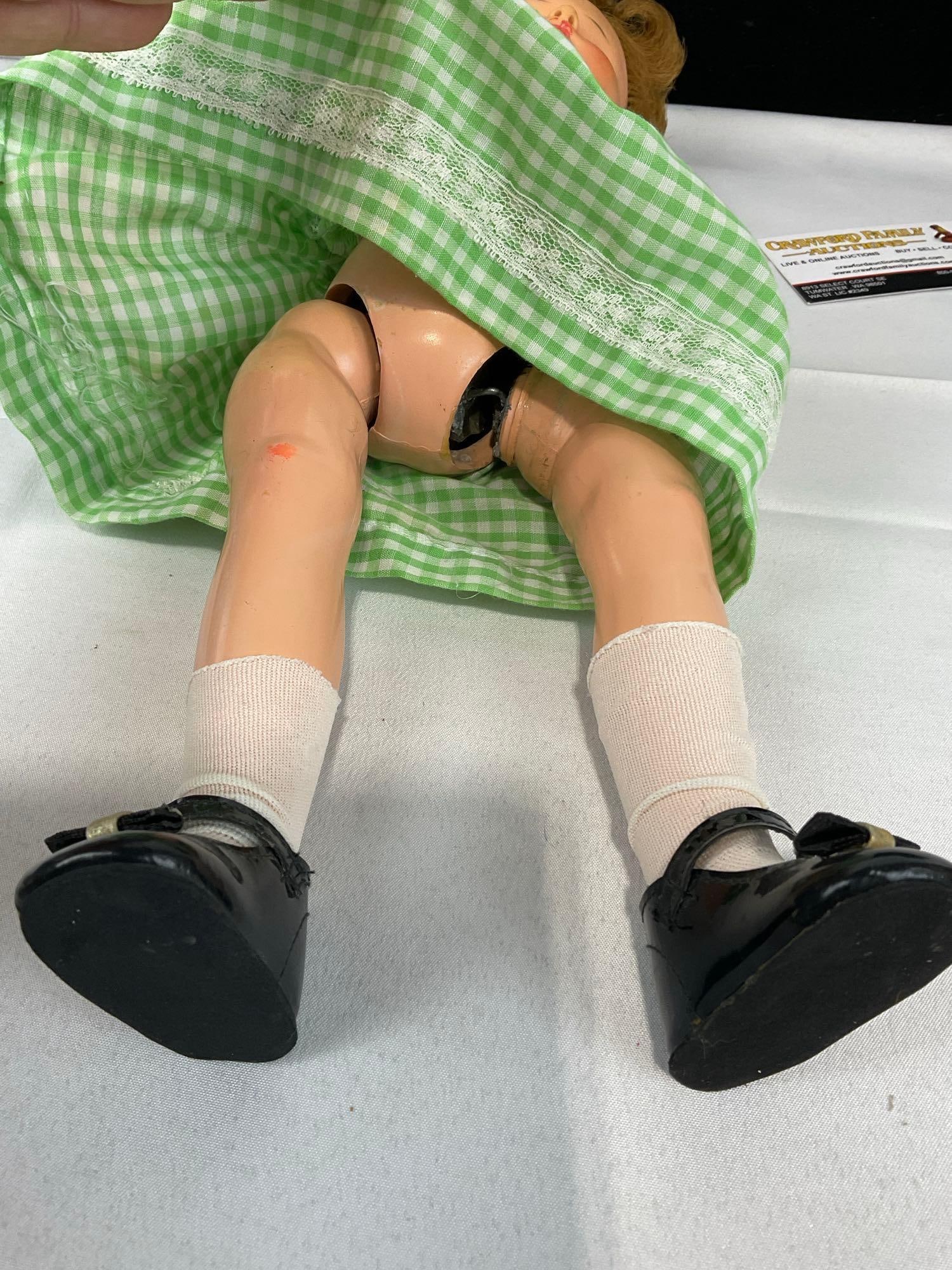 Antique German Metal Head Doll, Knickerbocker Toy Co Annie & Unmarked Doll - 7