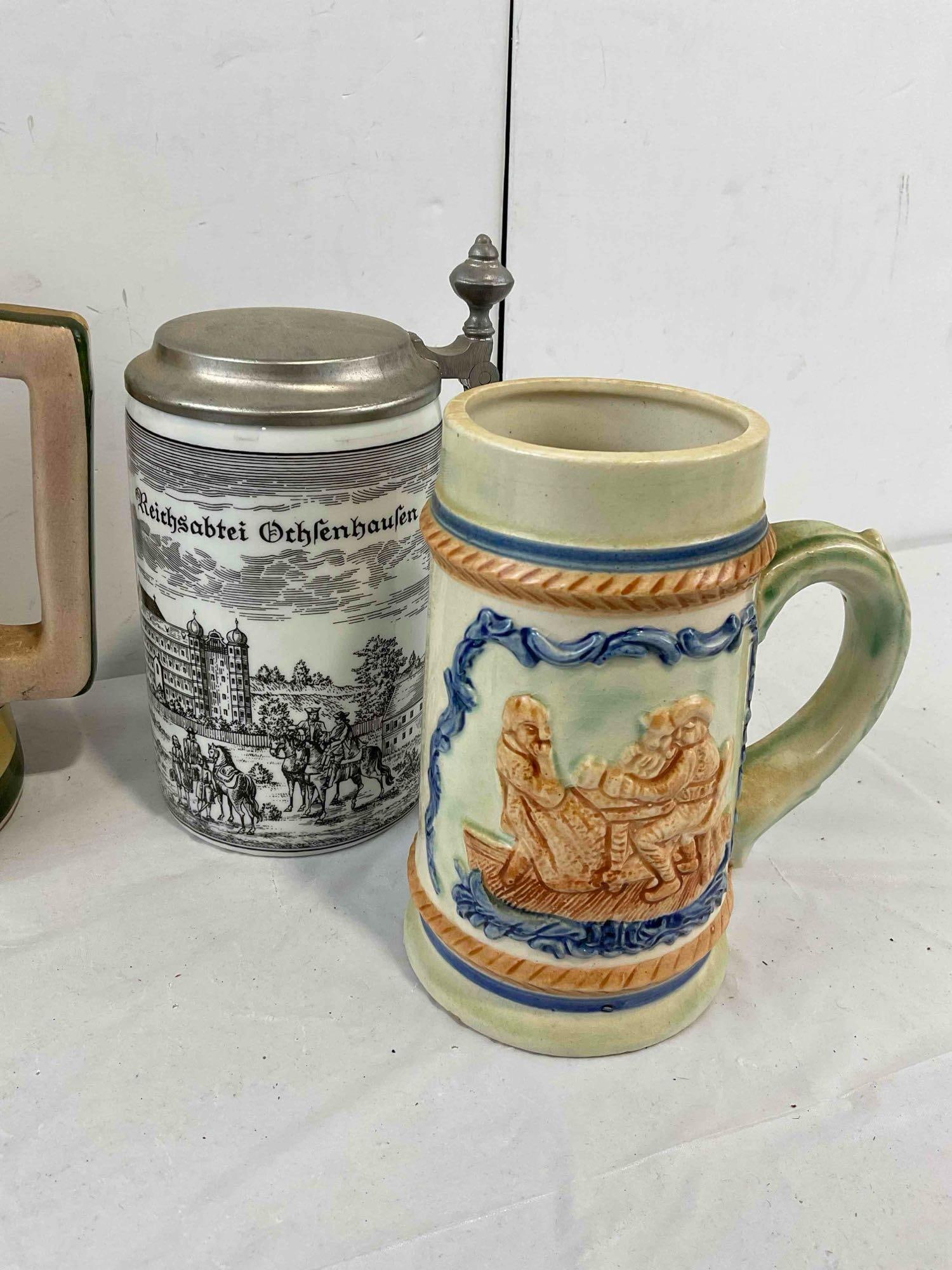 6 pcs Vintage Souvenir Beer Steins, Multiple Origins incl. Japan & Mexico! Very Good Condition. - 2