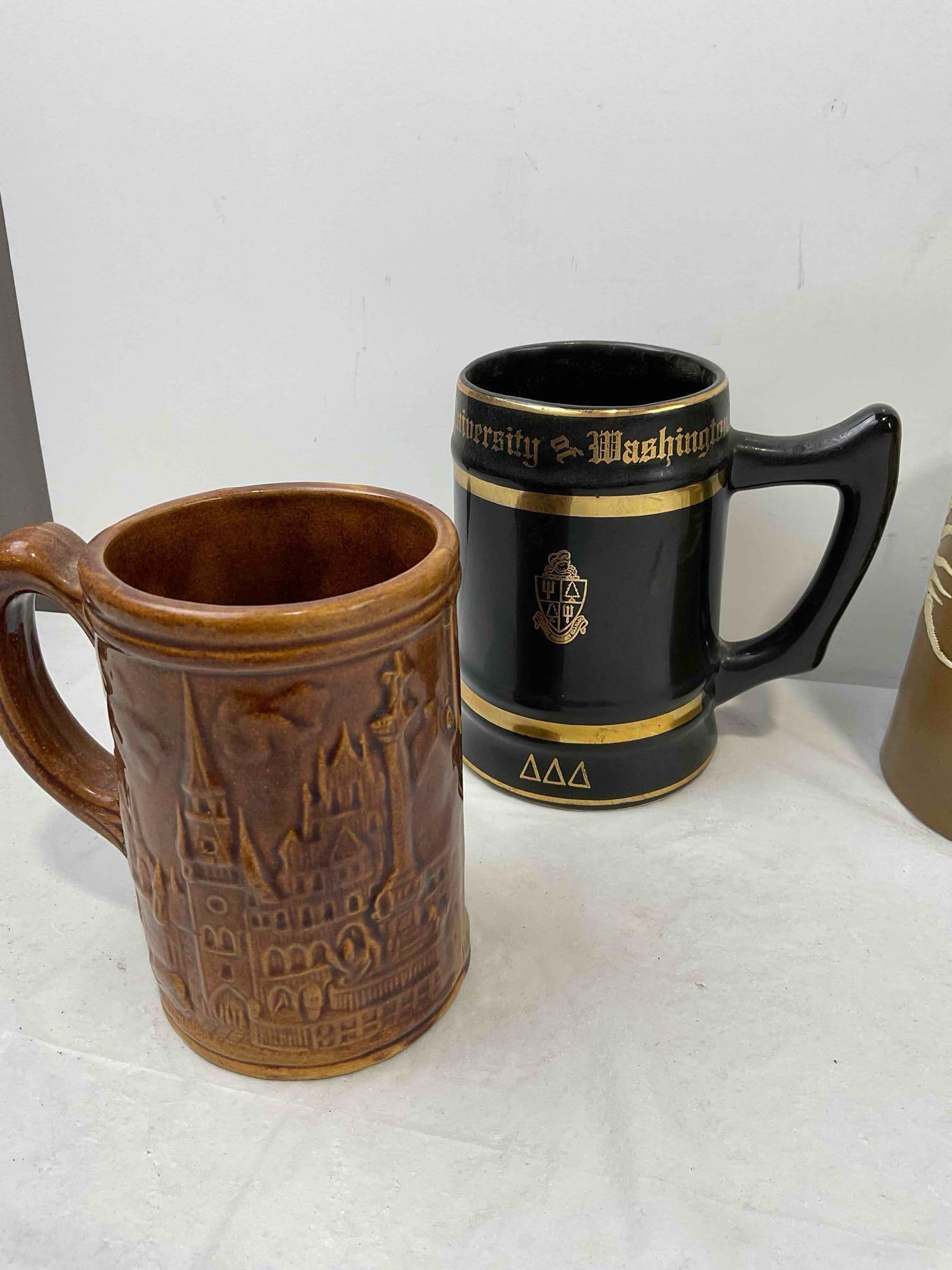 6 pcs Vintage Souvenir Beer Steins, Multiple Origins incl. Japan & Mexico! Very Good Condition. - 4