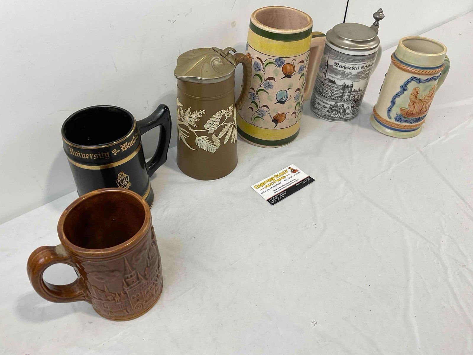 6 pcs Vintage Souvenir Beer Steins, Multiple Origins incl. Japan & Mexico! Very Good Condition. - 6