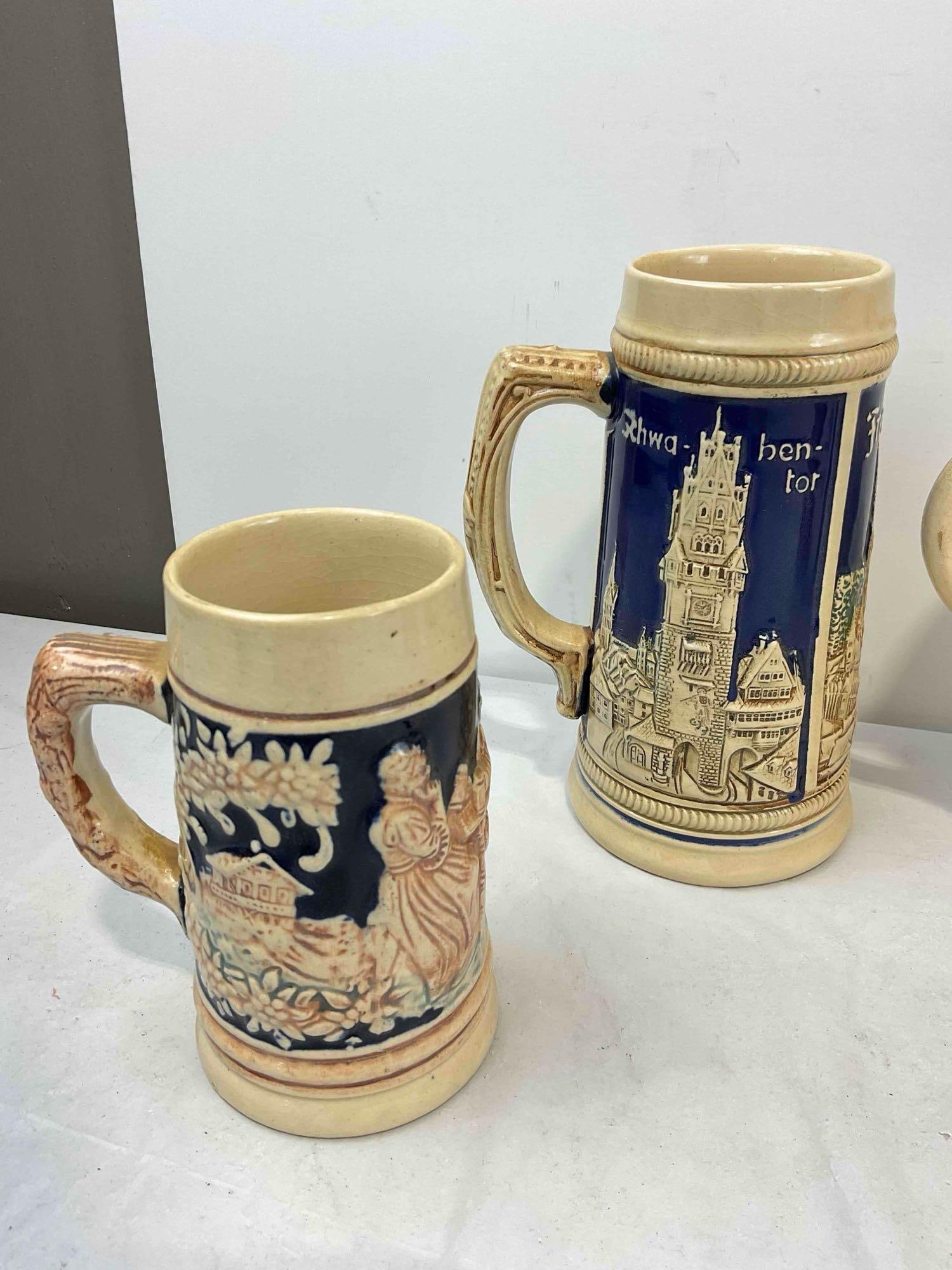 5 pcs Vintage German Ceramic Souvenir Beer Steins. Good Condition. See pics. - 2