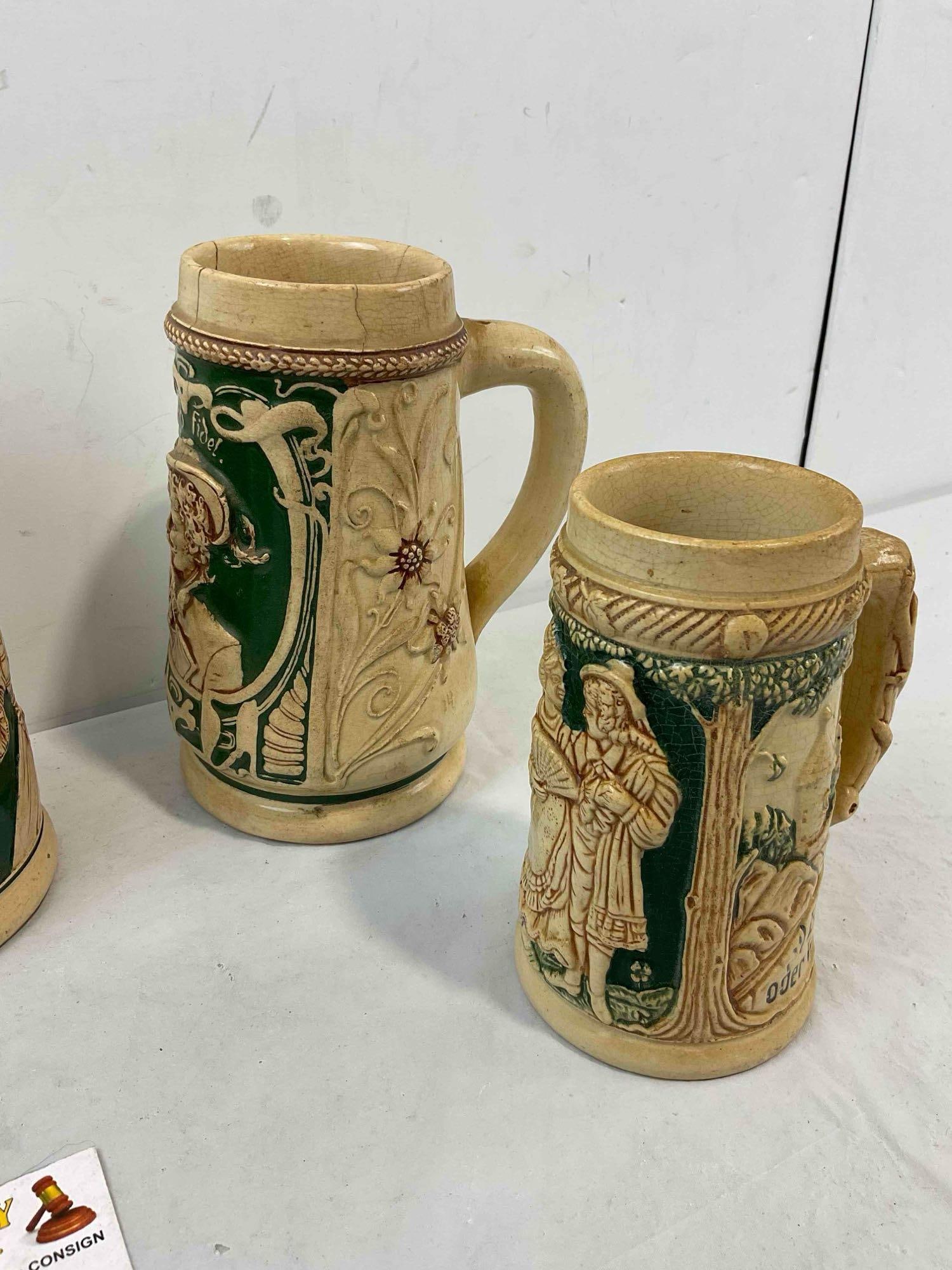 5 pcs Vintage German Ceramic Souvenir Beer Steins. Good Condition. See pics. - 3