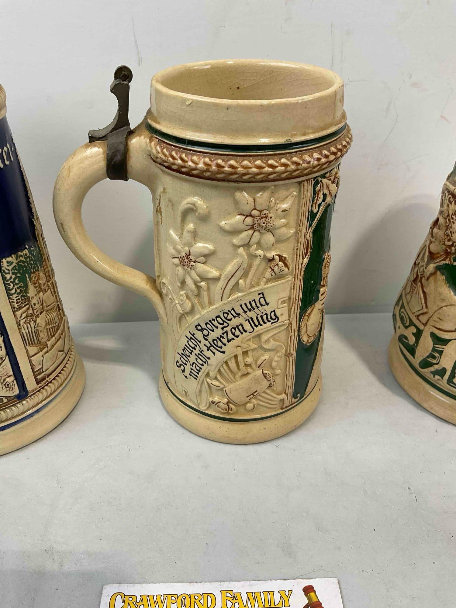 5 pcs Vintage German Ceramic Souvenir Beer Steins. Good Condition. See pics. - 4