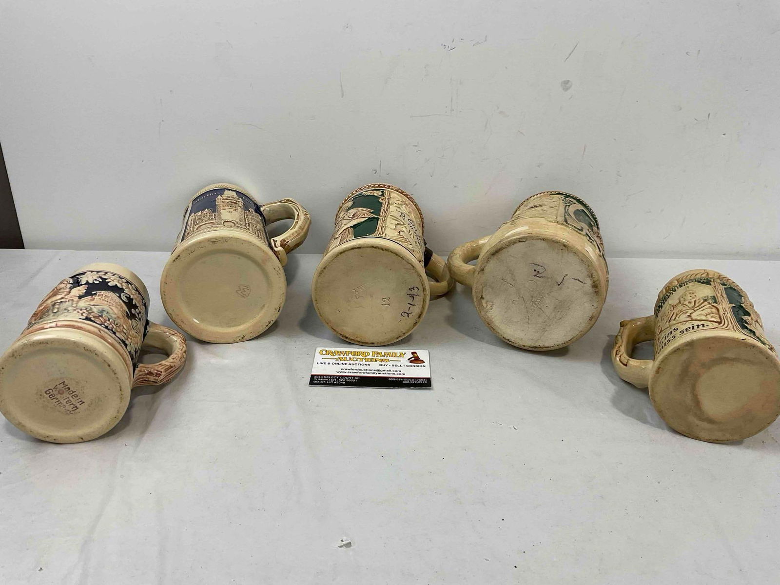 5 pcs Vintage German Ceramic Souvenir Beer Steins. Good Condition. See pics. - 6