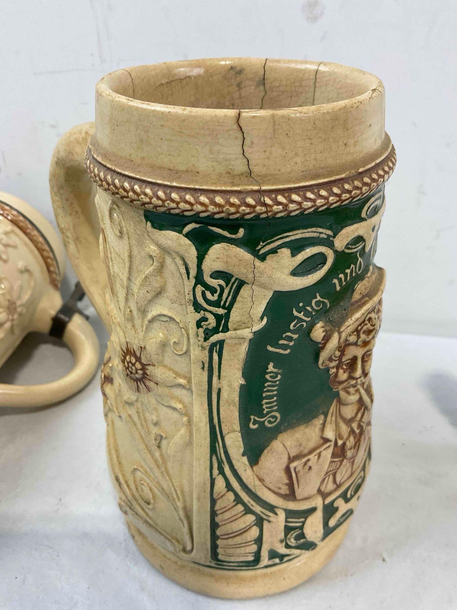 5 pcs Vintage German Ceramic Souvenir Beer Steins. Good Condition. See pics. - 7