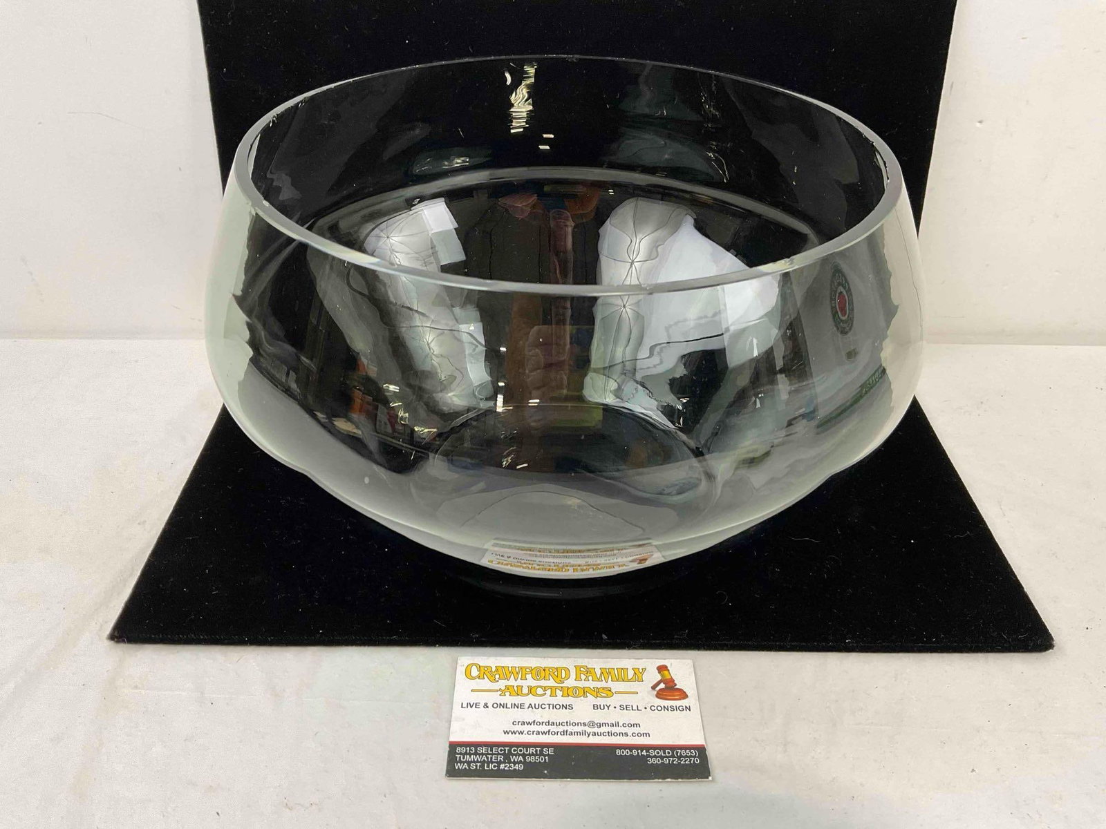 Vintage Gray Glass Oversized Bowl Vase. Very Good Condition. See pics.: Vintage Gray Glass Oversized Bowl Vase. Very Good Condition. Minor chips on rim, otherwise in very good condition. Measures 11" x 11" x 7" no hallmarks. DM-5550 