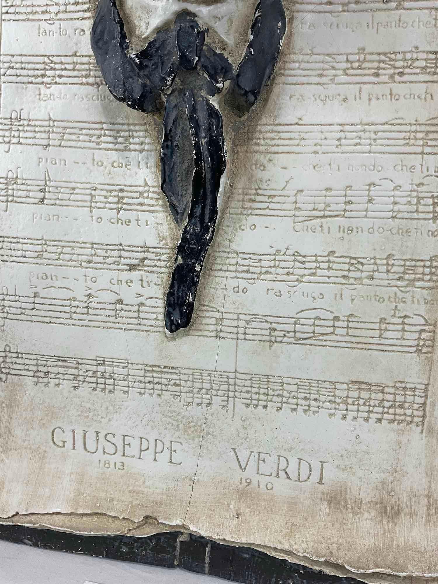 Large Plaster/Composite La Traviata by Giuseppe Verdi Plaque, Composers Bust on Music Page, 25x16... - 3