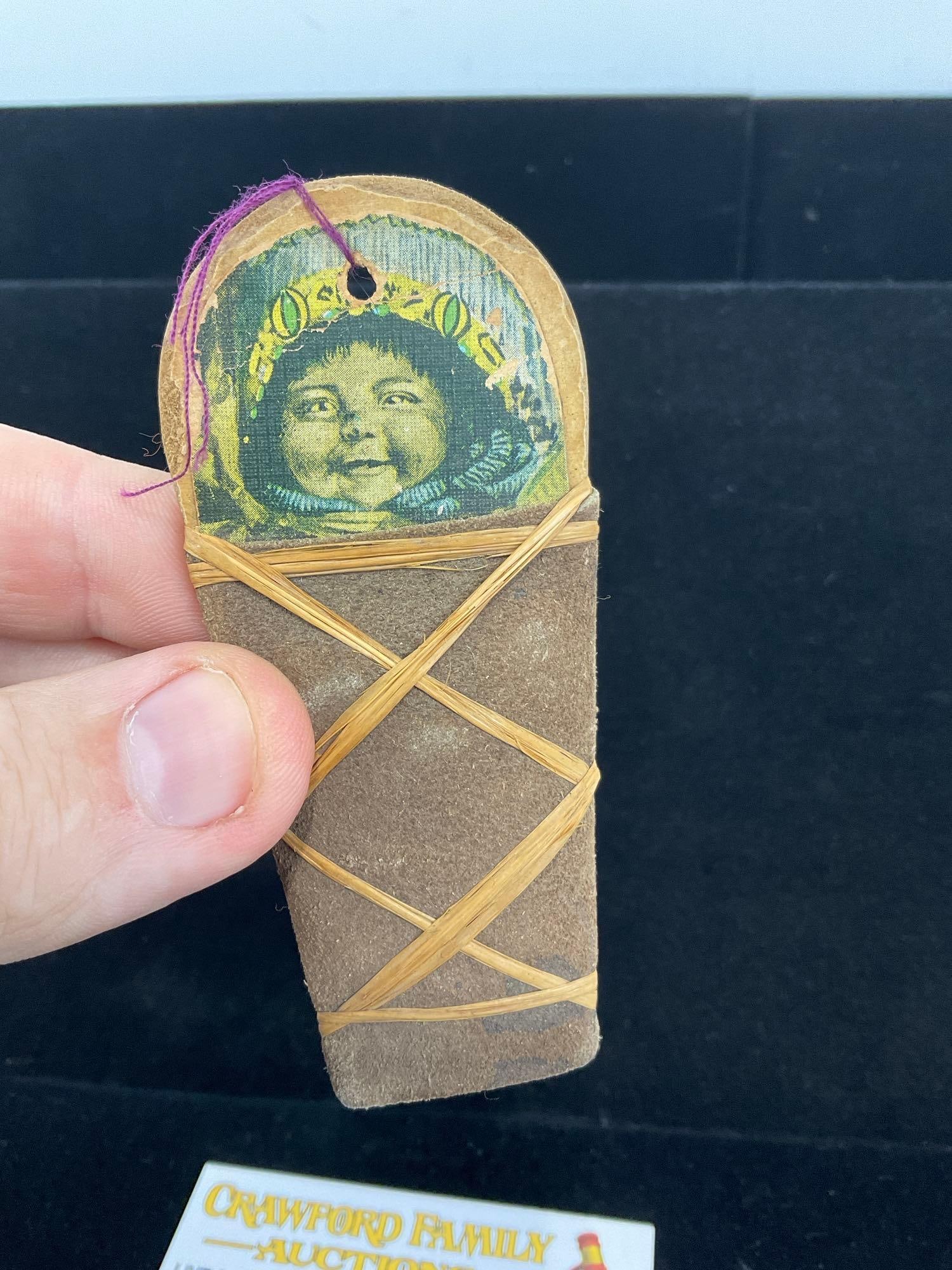 Early 20th Century Native American Papoose Paper doll, 5h x 3w x 3d inches - 2