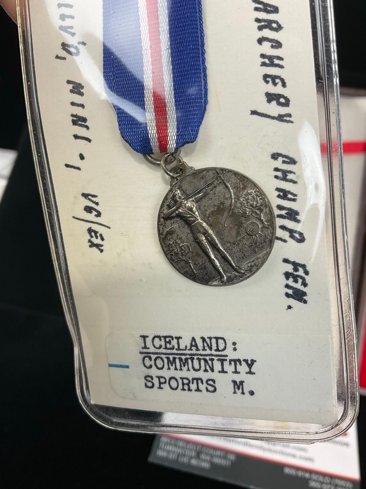 3 Icelandic Sports Medals, Community Sports 1st & 2nd Class + District Skating Champion in case - 3