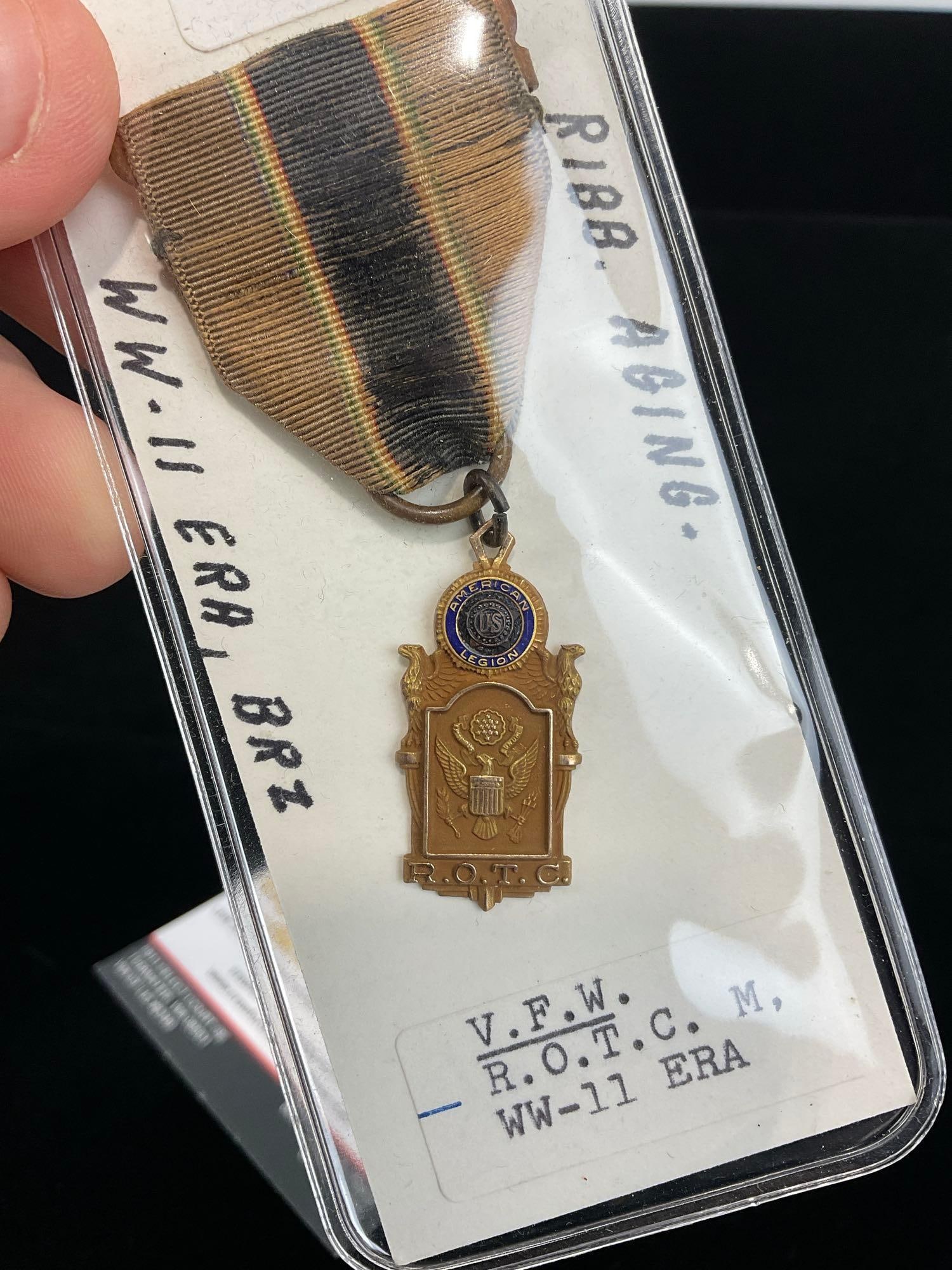 4 VFW US Medals, 2x WW2 Era Member Medals & ROTC & 2x Auxiliary Member Medals - 5