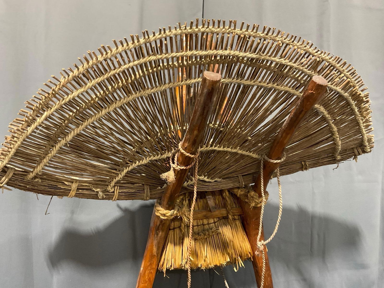 Antique Korean Jigae Primitive Handmade Kindling / fire wood Backpack, 42h x 36w x 18d inches - 2