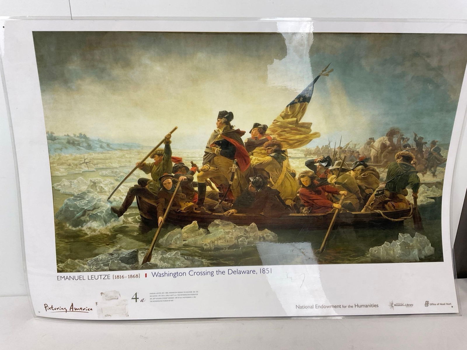 Laminated Poster, double sided, Hiram Powers Statue of Ben F. & Emanuel Leutze Washington Crossing - 4