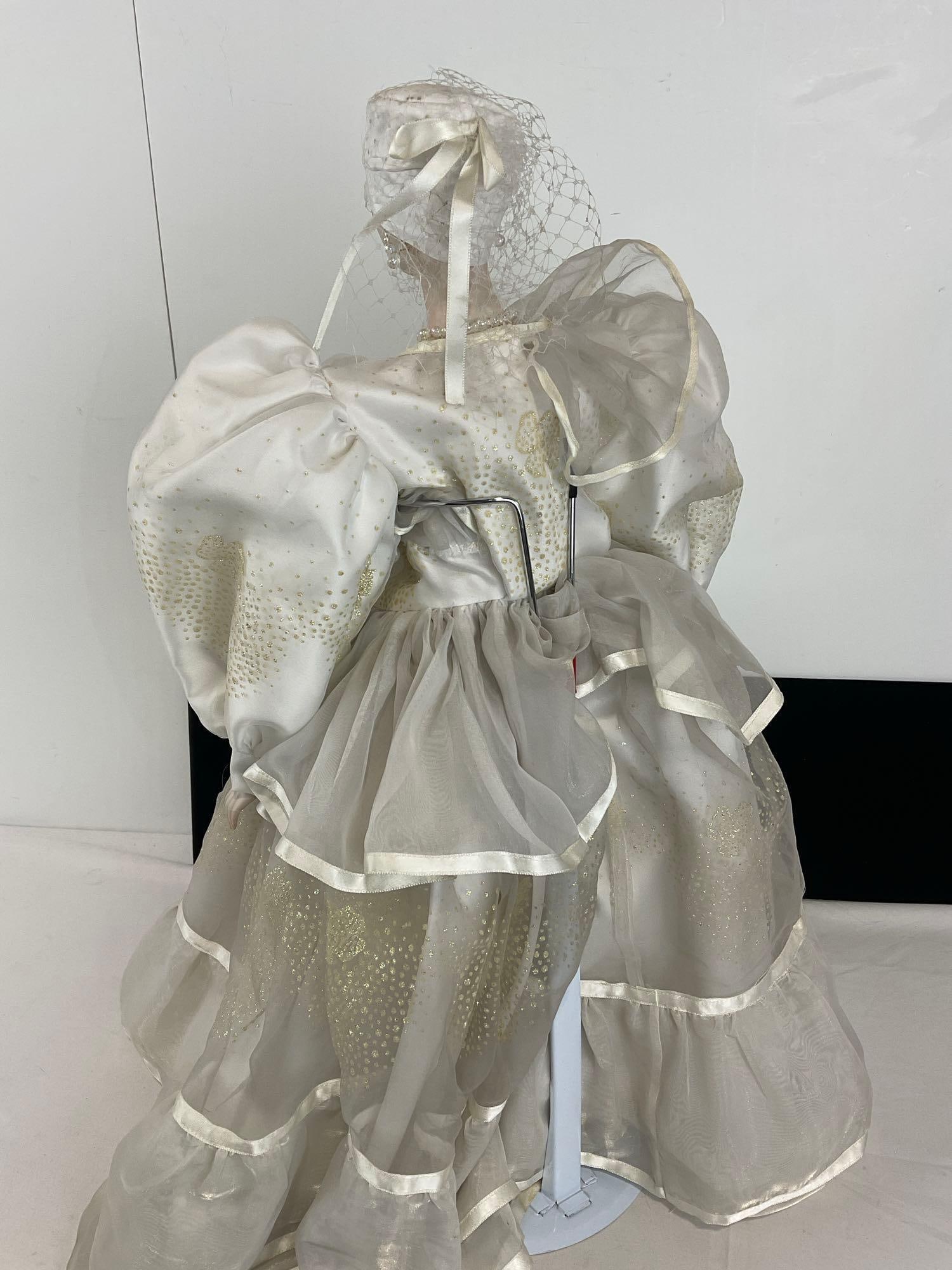 Bel Ombre Les Pompees Italy White Dress Doll, Wedding Dress, approx 25h x 16w x 15d inches w/ Stand - 3
