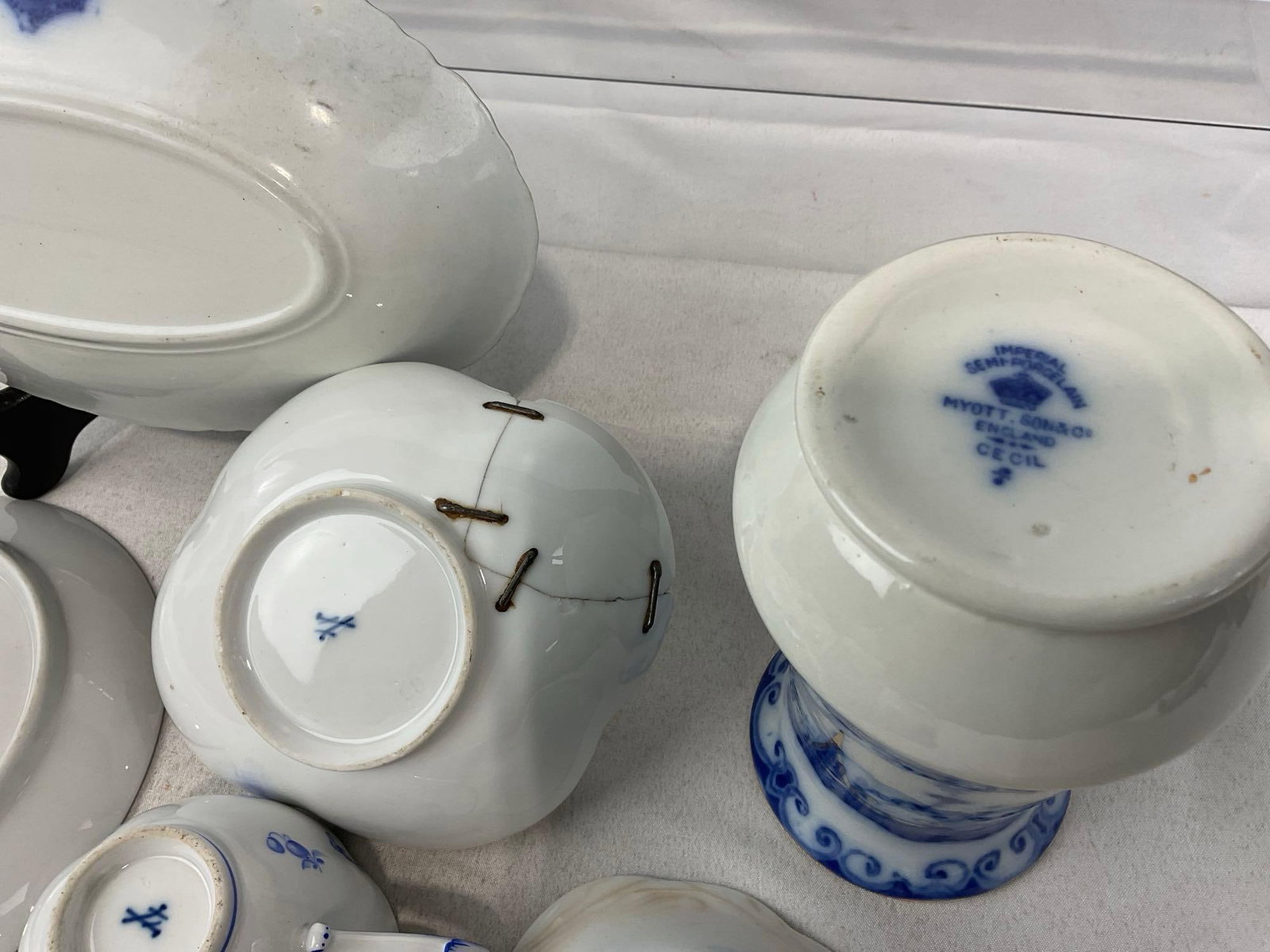 Asst Transferware China, by Minton, Meissen, Johnson Bros, Wood & Son, Myott & Son, Royal Copenha... - 10