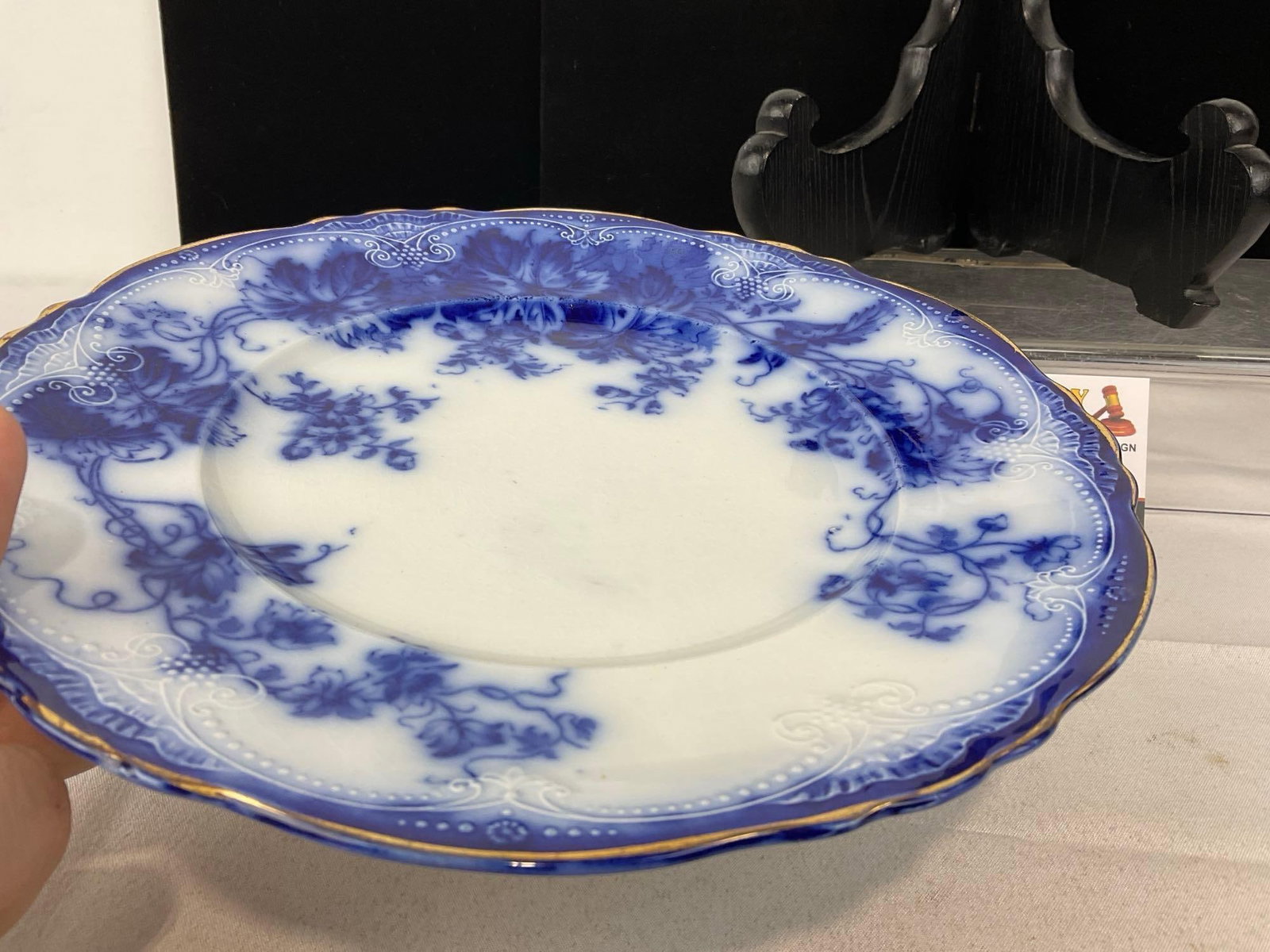 Antique Late 19th Century Wedgwood & Co England Vine Pattern, Blue Flow Dinner Plate, 2h x 10w x ... - 3