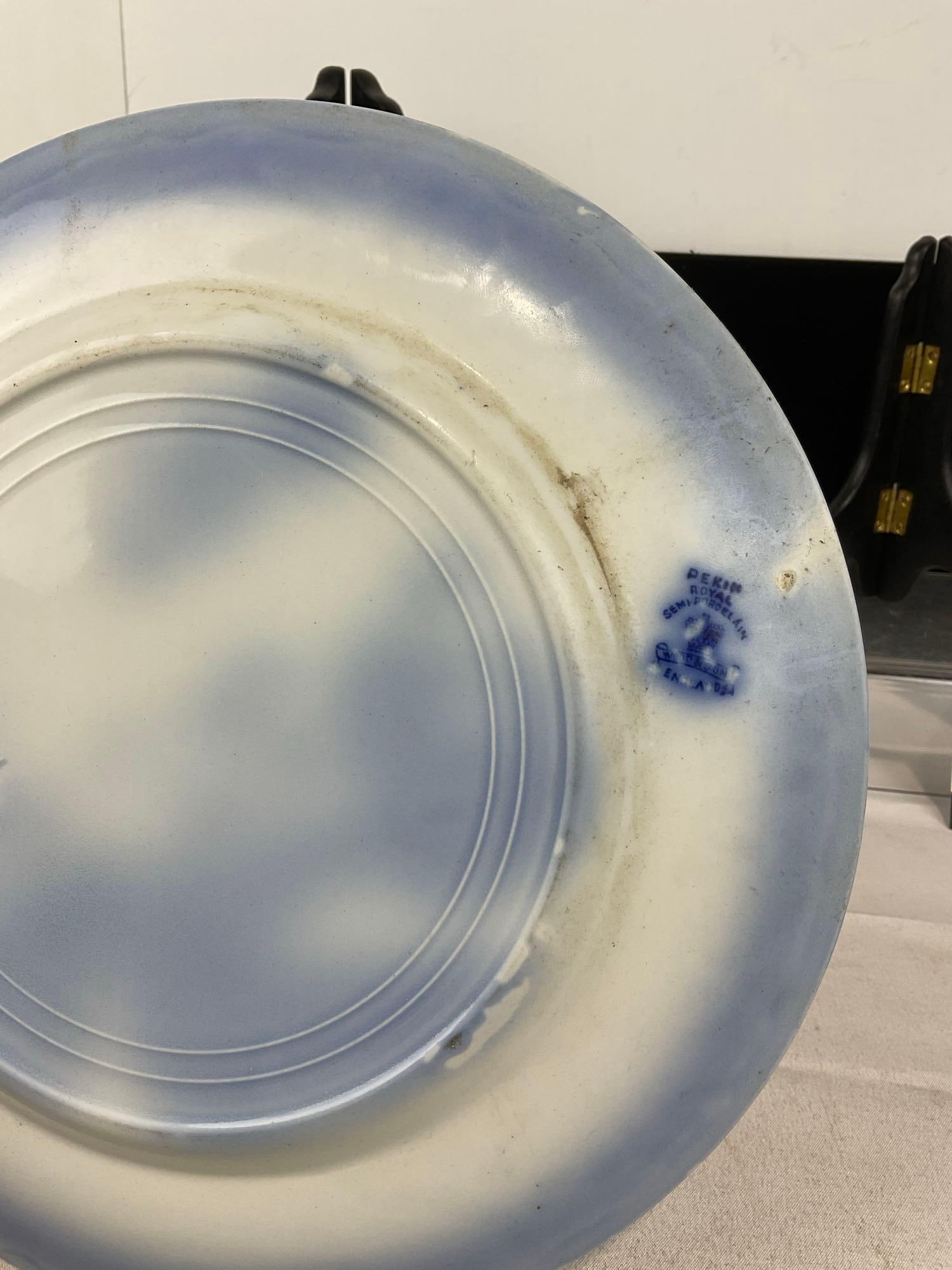 3 Flow Blue & Transferware Plates, Wood & Sons Pekin Pattern, W.H.Grindley & Co, & Cauldon Candia - 7