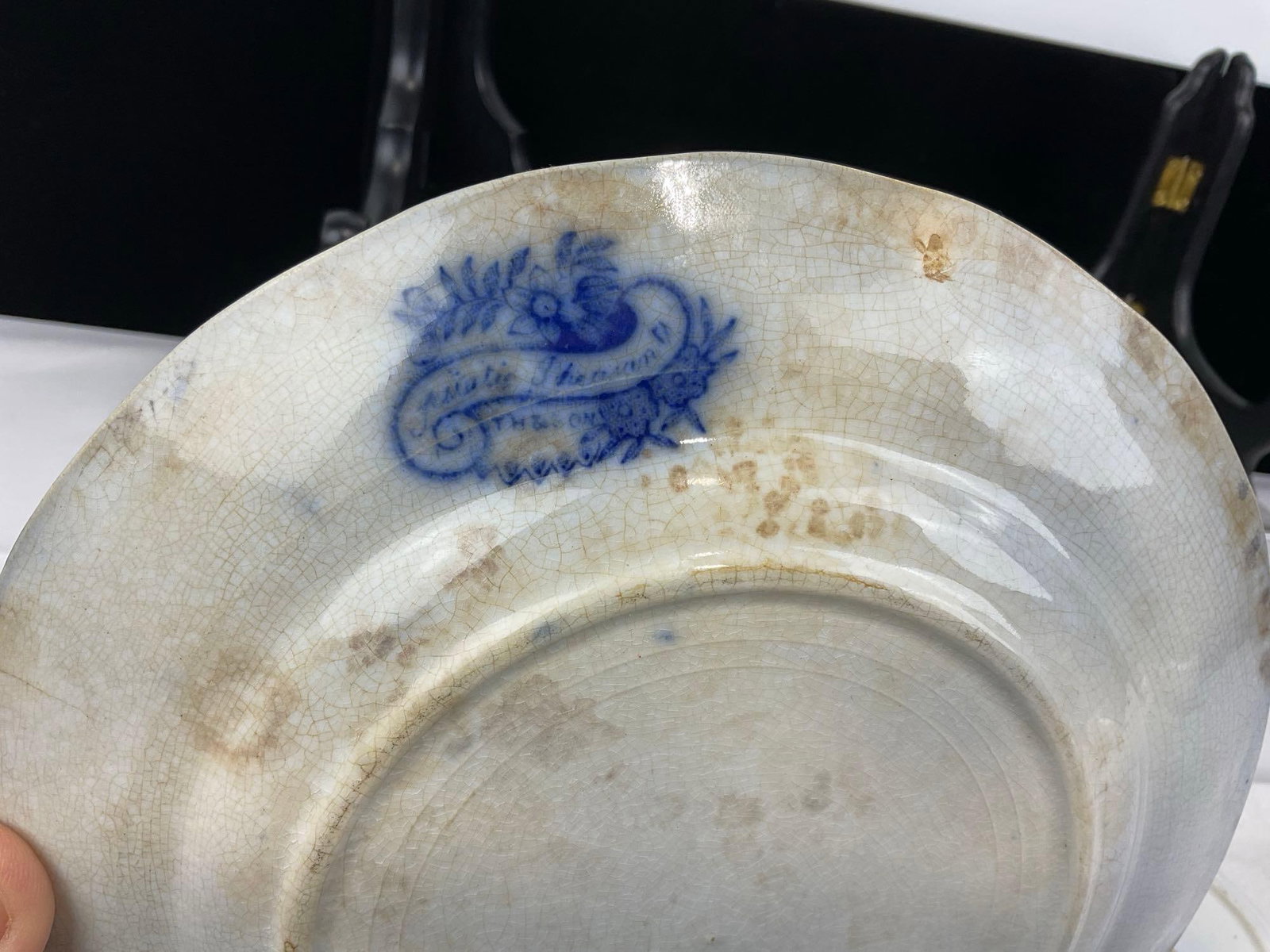 Antique Flow Blue Transferware Plate, Bowl & Saucer, Thomas Hughes & Son, New Wharf Pottery Waldorf - 6