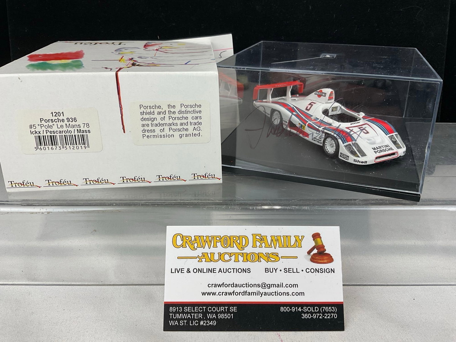 Trufeo 1/43 Scale Diecast Car, 1978 Porsche 936 LM24H signed by Jochen Mass: All comes from the same collection. Appears to be in good shape. The piece measures approx 3h x 6w x 6d inches. See pics. E-5420