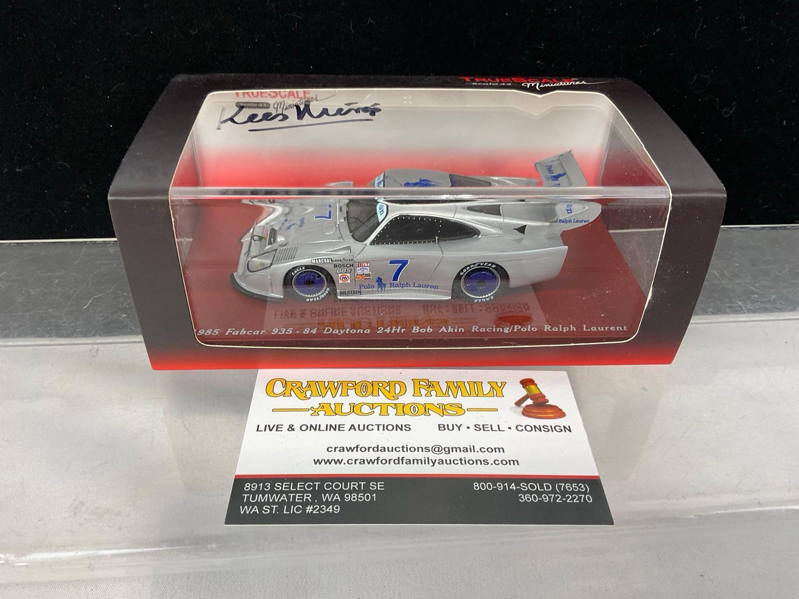 True Scale Miniatures 1/43 Scale Diecast Car, 1985 Fabcar 935-84 Daytona 24hr Signed by driver: All comes from the same collection. Appears to be in good shape. The piece measures approx 3h x 7w x 4d inches. See pics. E-5420 