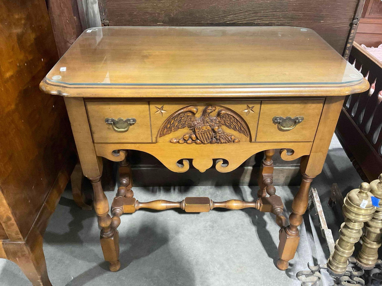 Vintage Berkey & Gay Maple Old Ironsides Table w/ Fascinating History & Carved Eagle. See pics. (1 of 6)