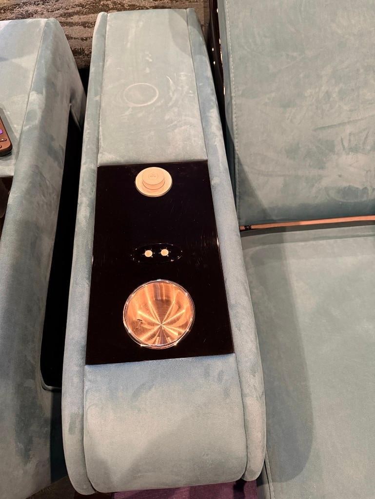 High End Luxurious Vismara Italian Design "Sala Cinema" Teal Home Theater Reclining Love Seat - 16