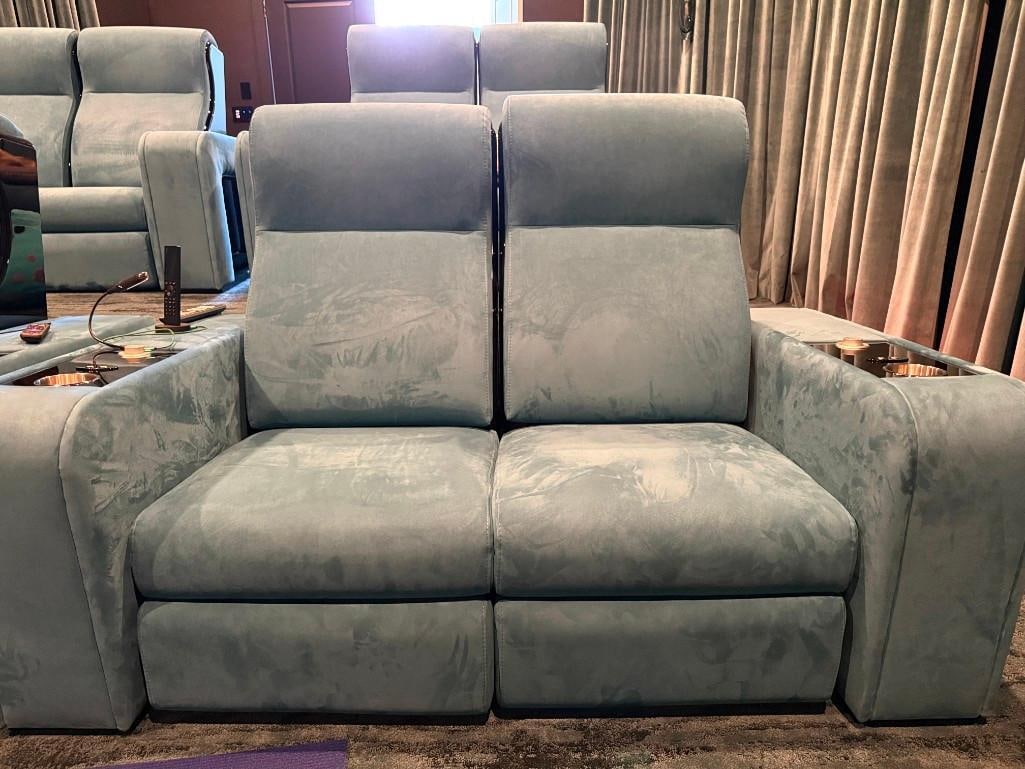 High End Luxurious Vismara Italian Design "Sala Cinema" Teal Home Theater Reclining Love Seat (1 of 11)