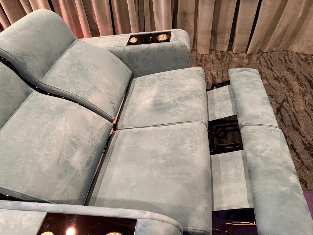 High End Luxurious Vismara Italian Design "Sala Cinema" Teal Home Theater Reclining Love Seat - 2