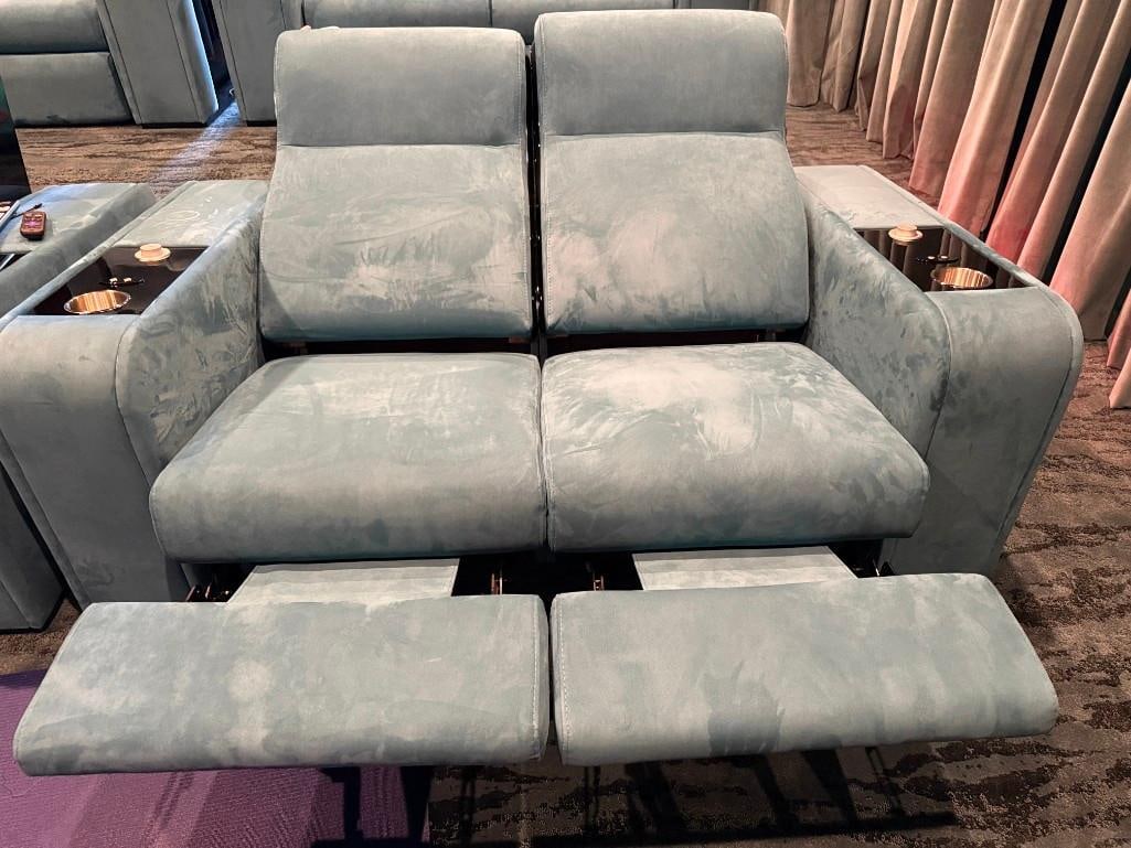 High End Luxurious Vismara Italian Design "Sala Cinema" Teal Home Theater Reclining Love Seat - 2